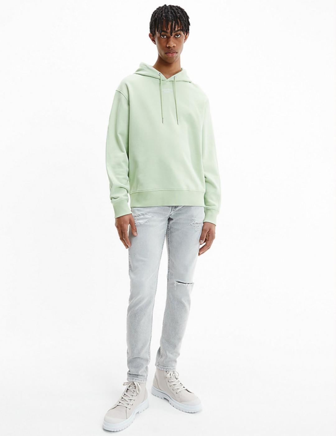 CALVIN SUDADERA STACKED LOGO VERDE