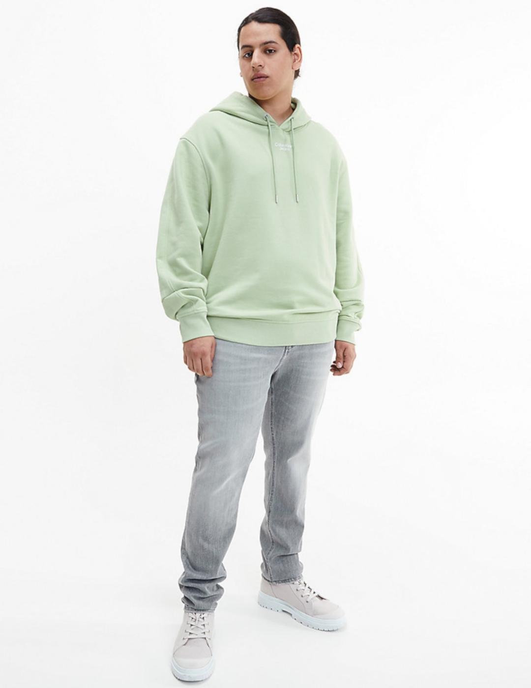 CALVIN SUDADERA STACKED LOGO VERDE