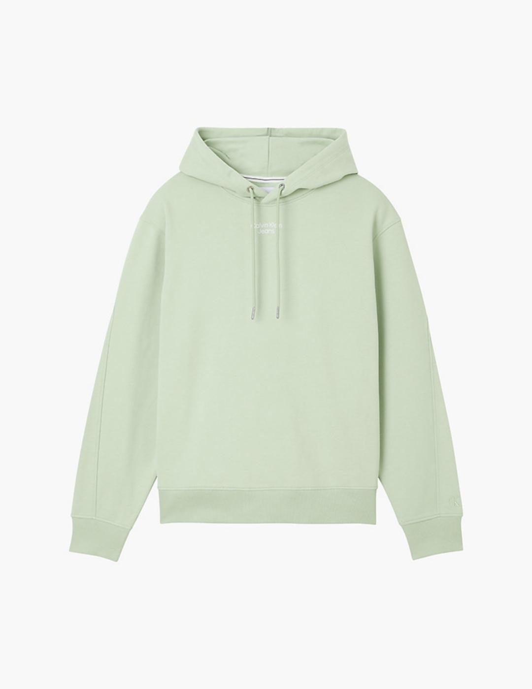 CALVIN SUDADERA STACKED LOGO VERDE