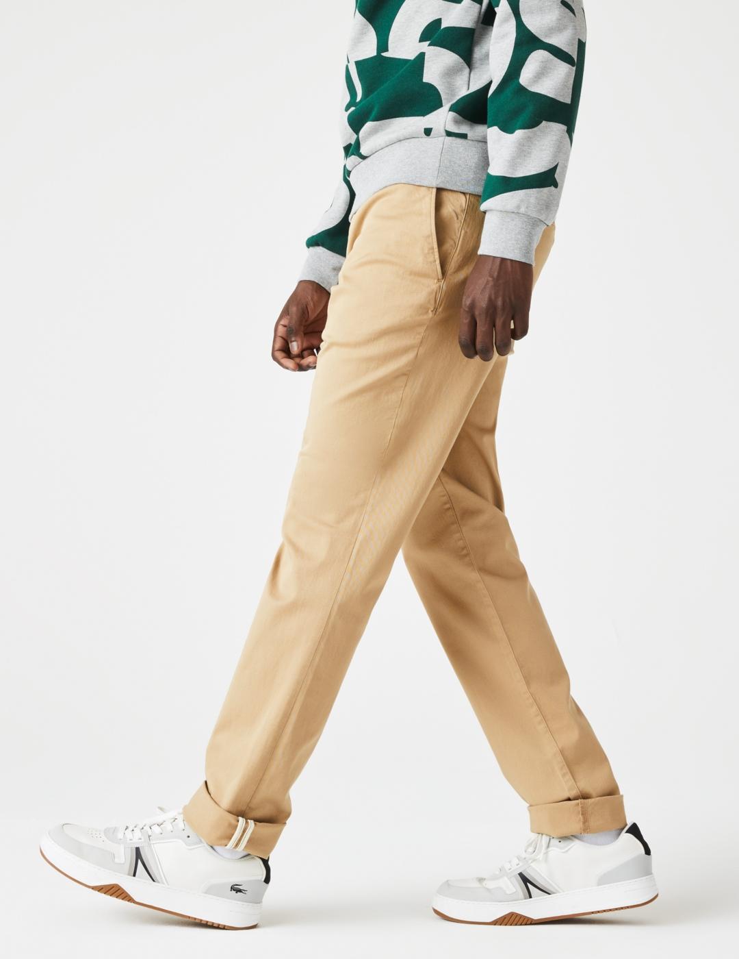 LACOSTE PANTALON CHINO  SLIM FIT BEIGE