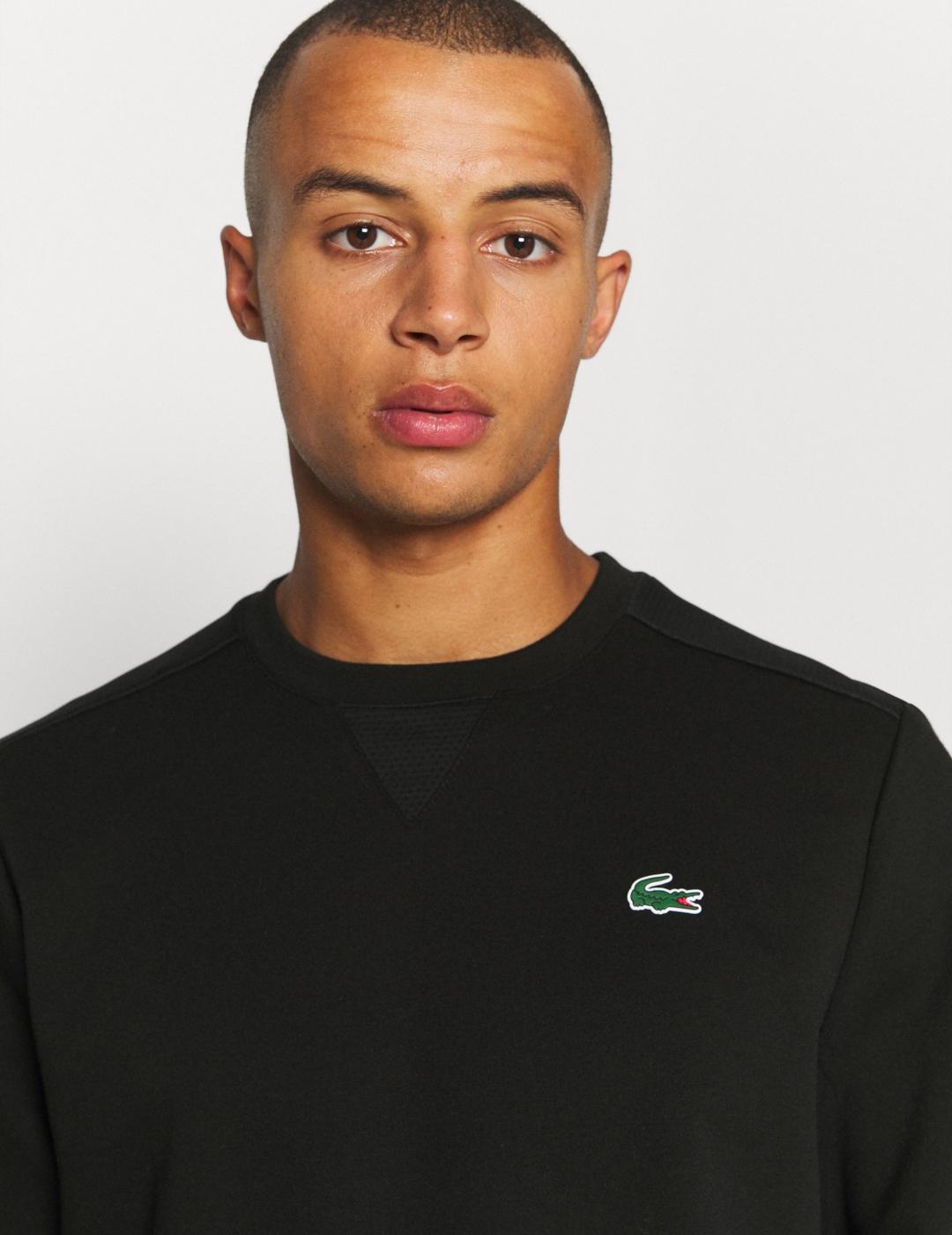 LACOSTE SUDADERA NEGRA CUELLO REDONDO