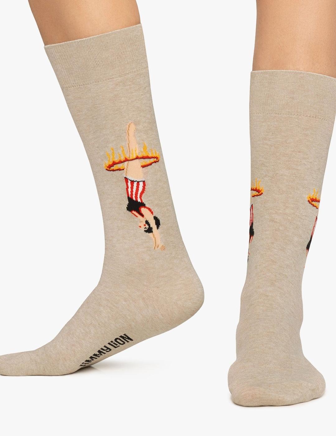 JIMMY LION CALCETÍN RING ON FIRE BEIGE