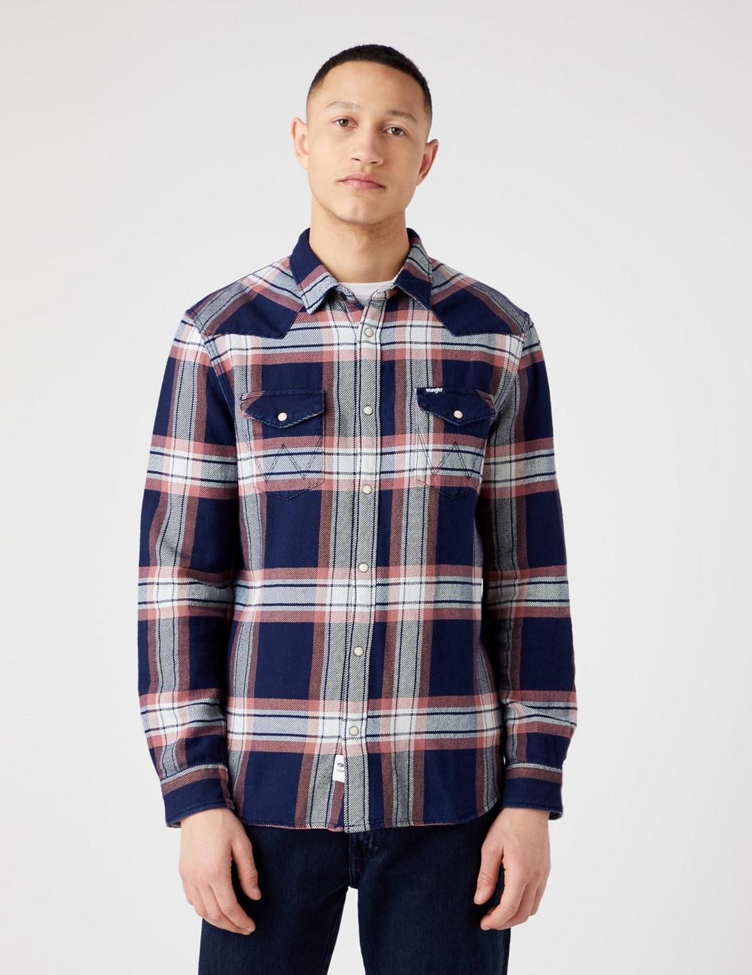 WRANGLER CAMISA CUADROS FRANELA BURDEOS