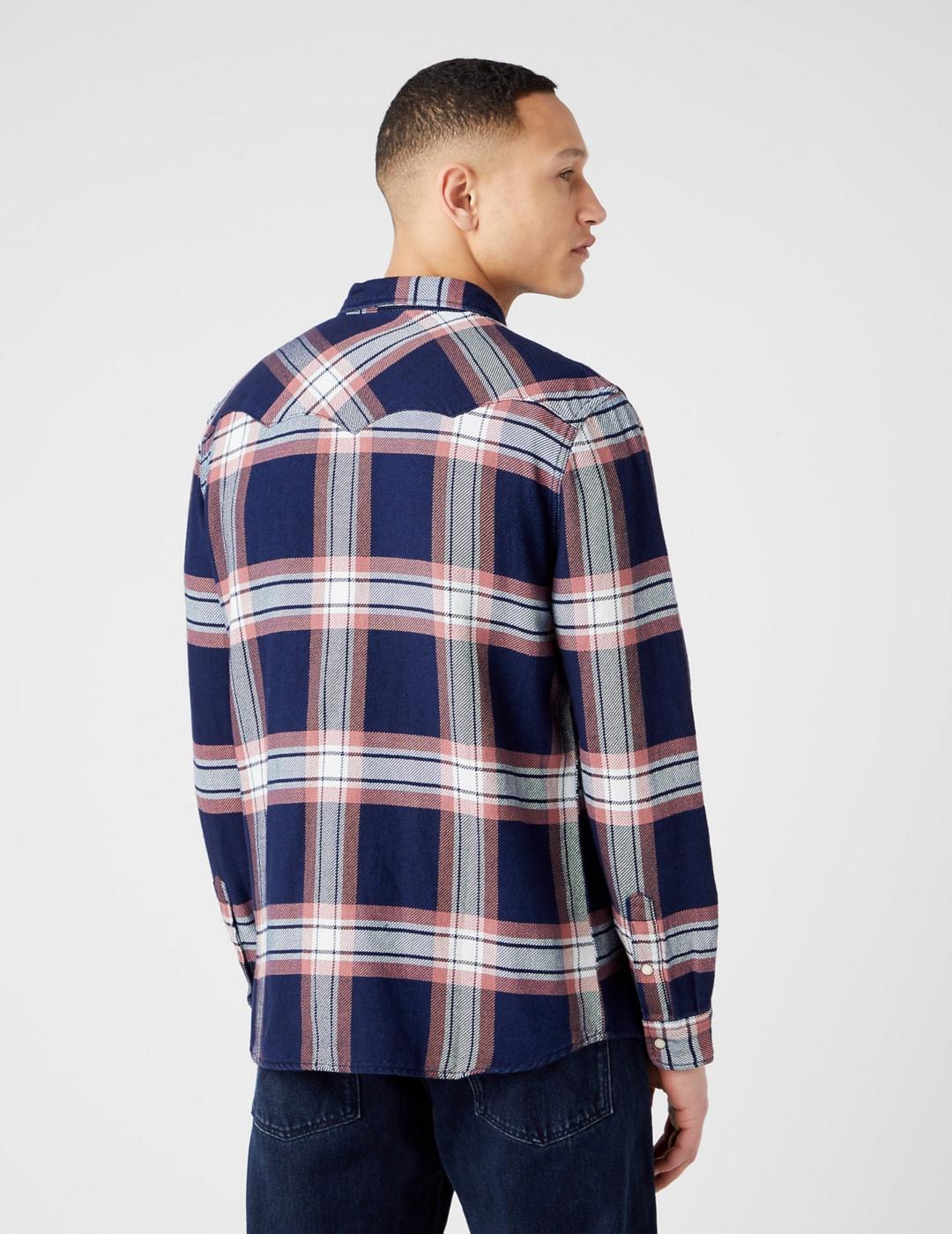 WRANGLER CAMISA CUADROS FRANELA BURDEOS