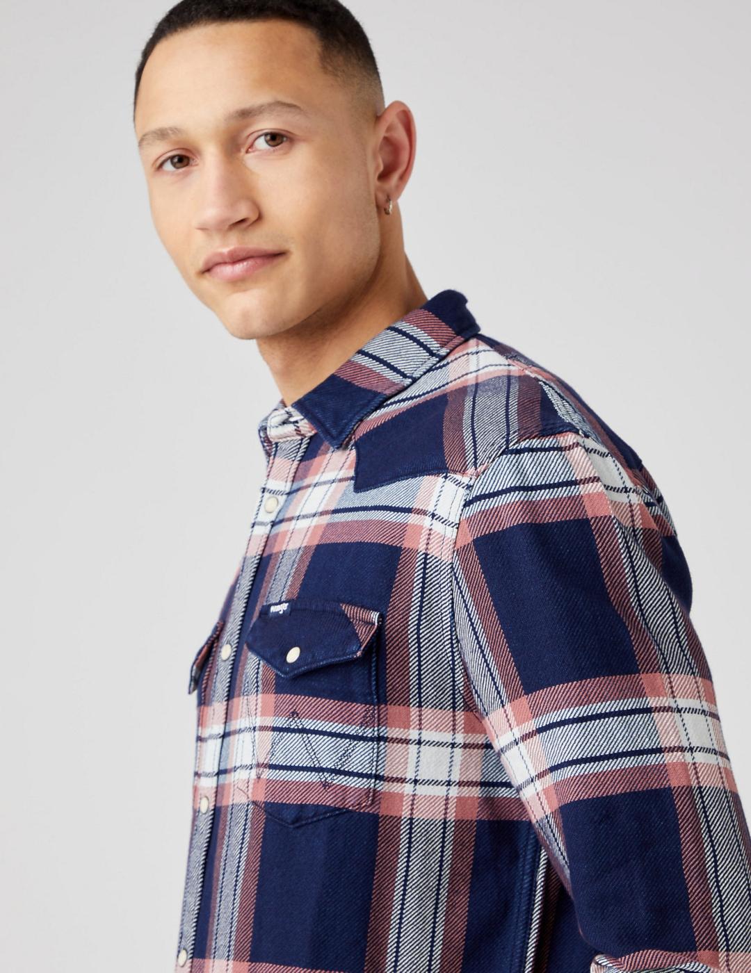 WRANGLER CAMISA CUADROS FRANELA BURDEOS