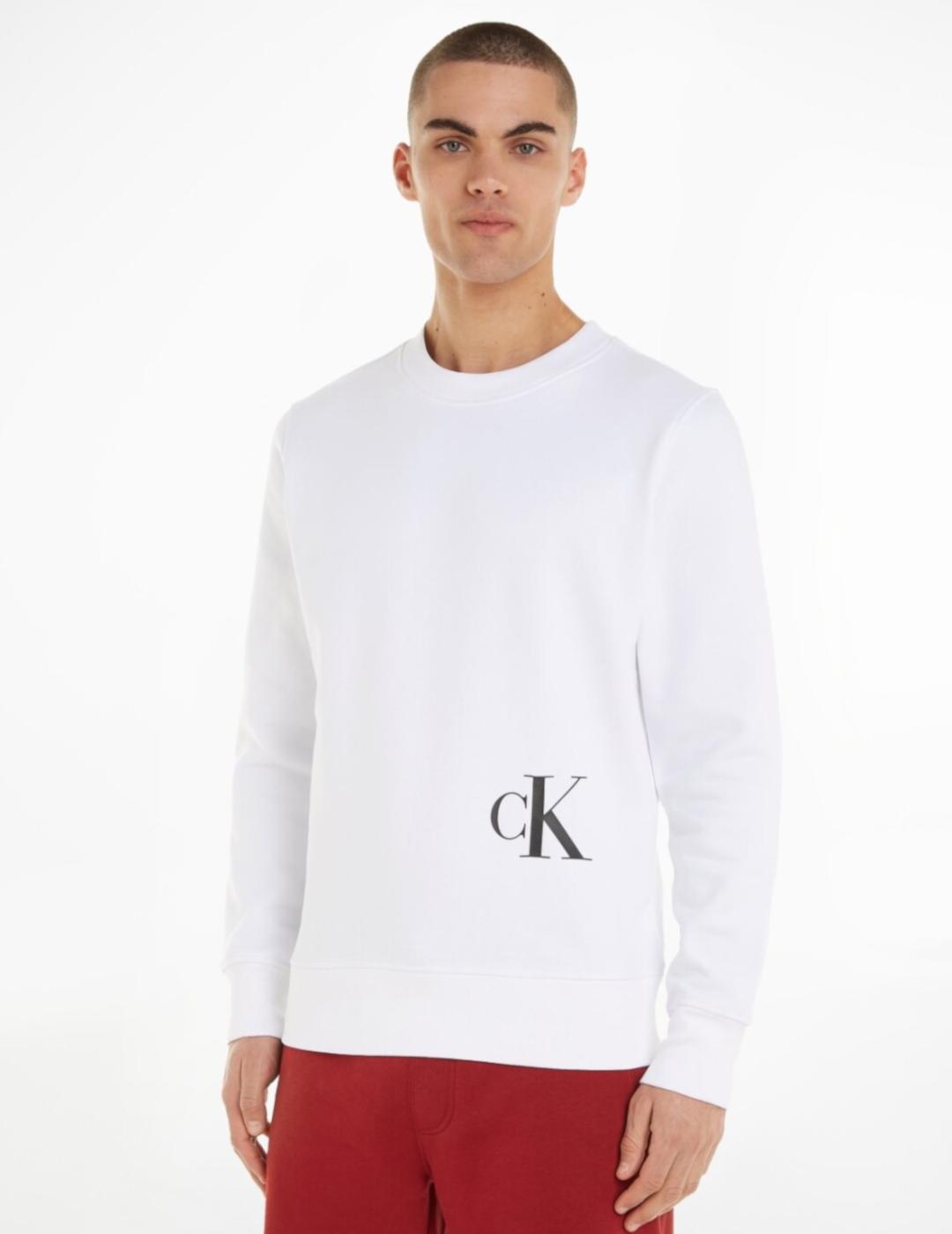 CALVIN KLEIN SUDADERA COLOR OFF PLACED BLANCA