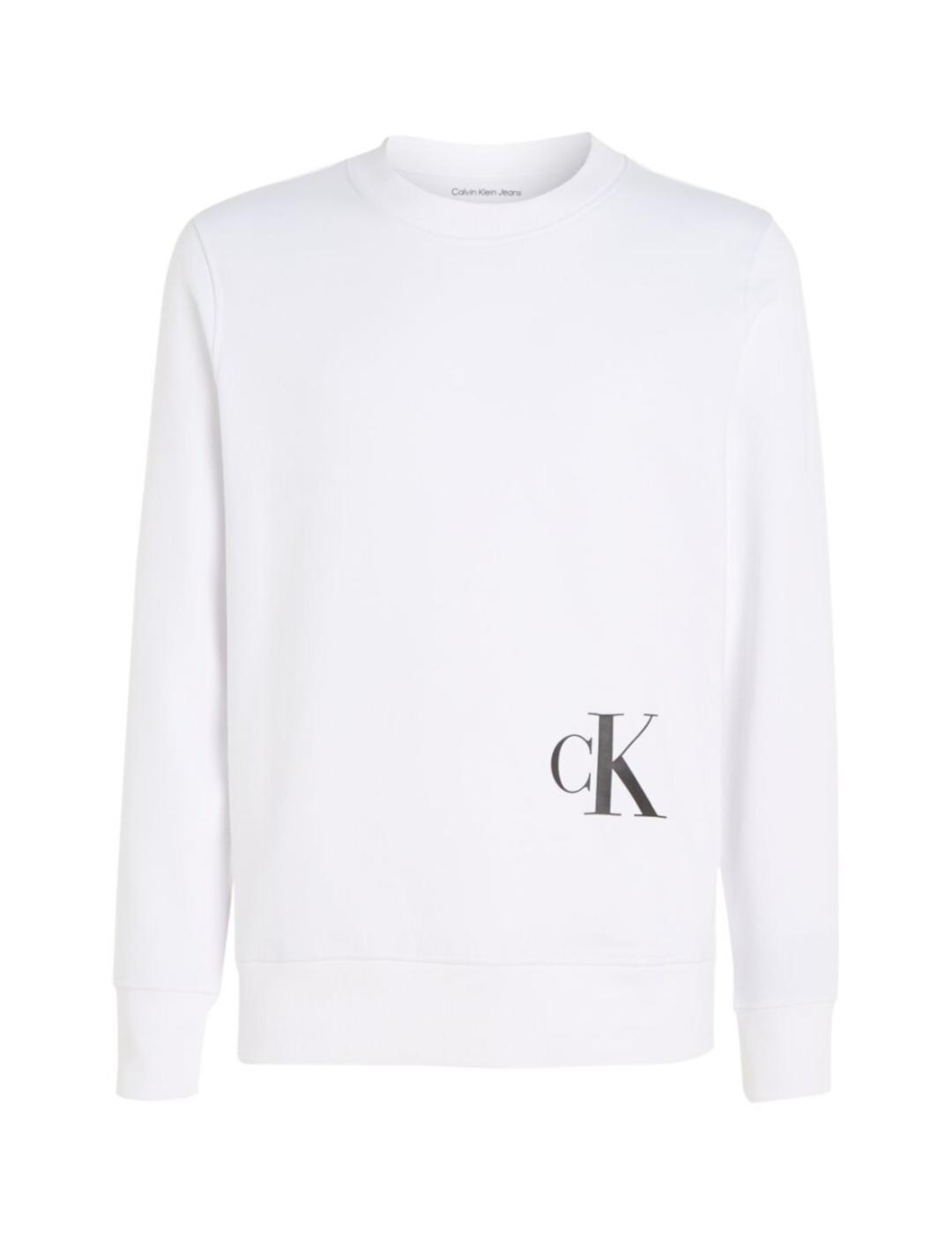 CALVIN KLEIN SUDADERA COLOR OFF PLACED BLANCA