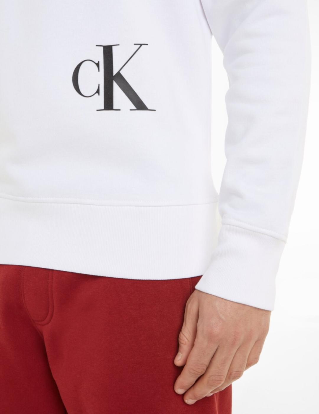 CALVIN KLEIN SUDADERA COLOR OFF PLACED BLANCA