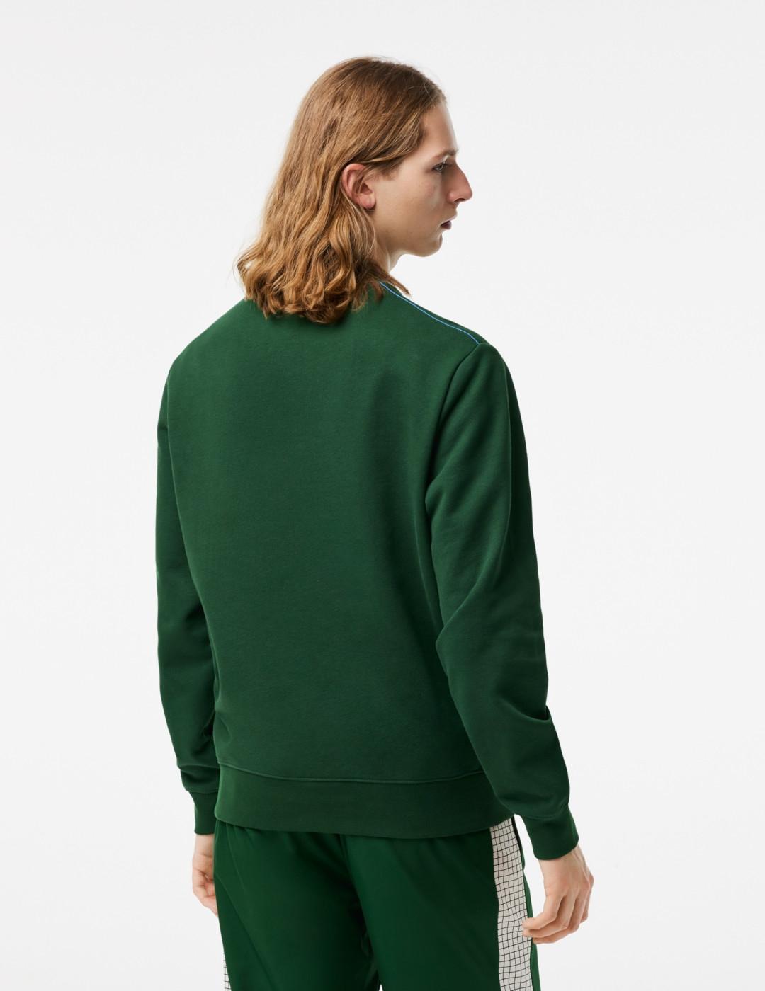 LACOSTE SUDADERA VERDE LOGO GRANDE AZUL