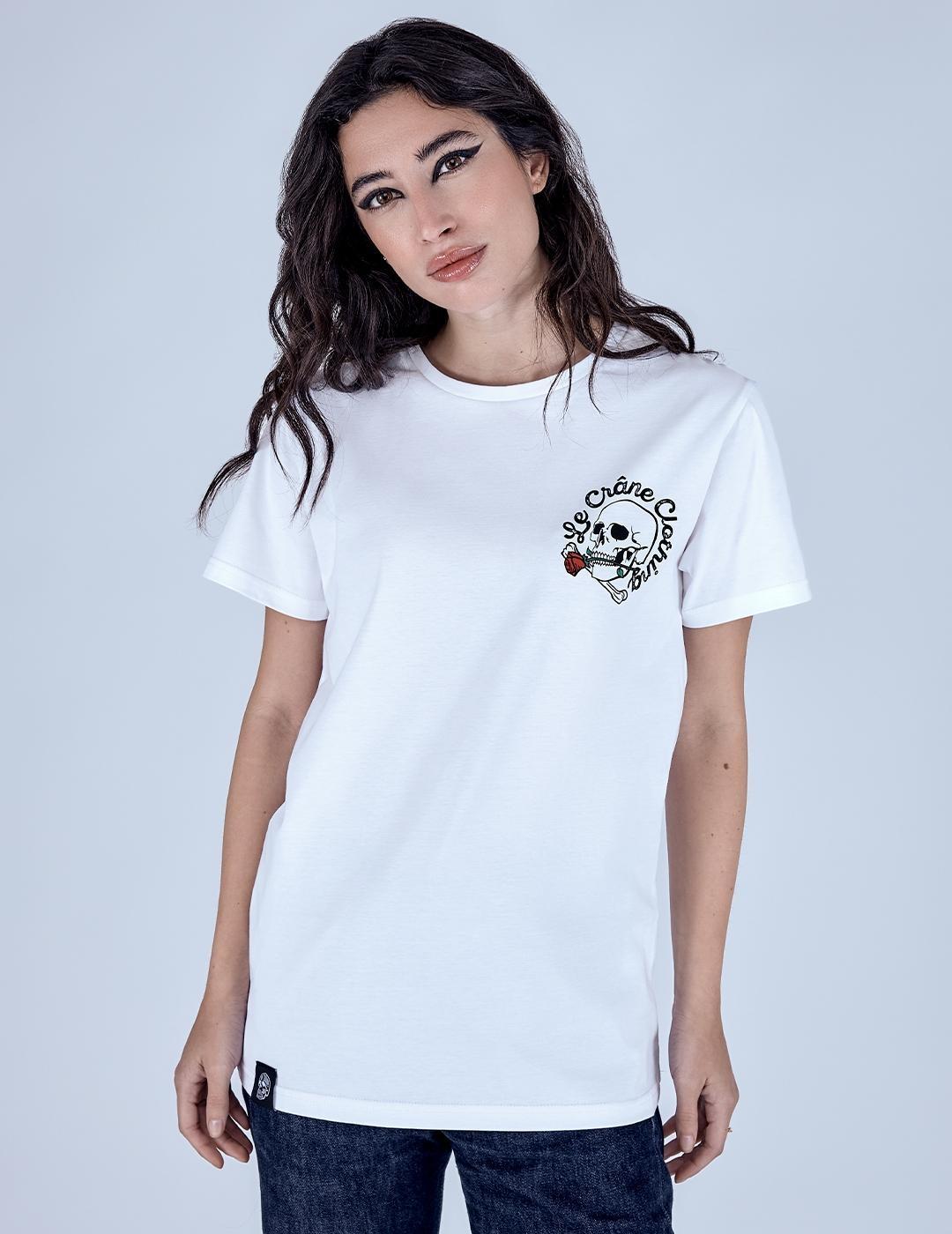 LE CRANE CAMISETA BLANCA SKULL AND ROSES
