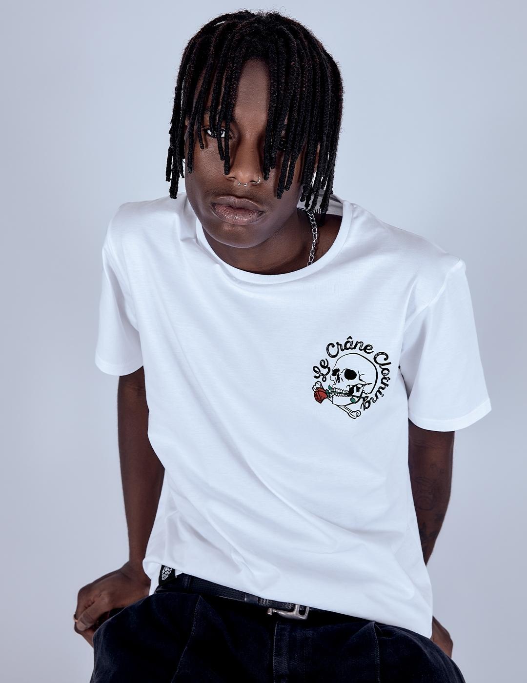 LE CRANE CAMISETA BLANCA SKULL AND ROSES