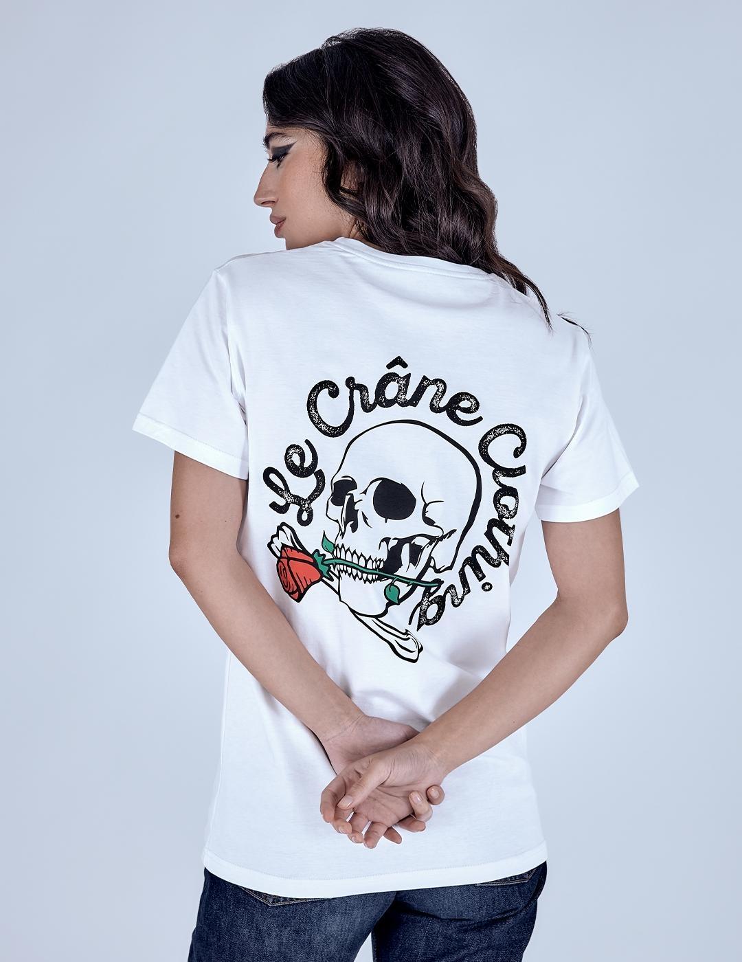 LE CRANE CAMISETA BLANCA SKULL AND ROSES