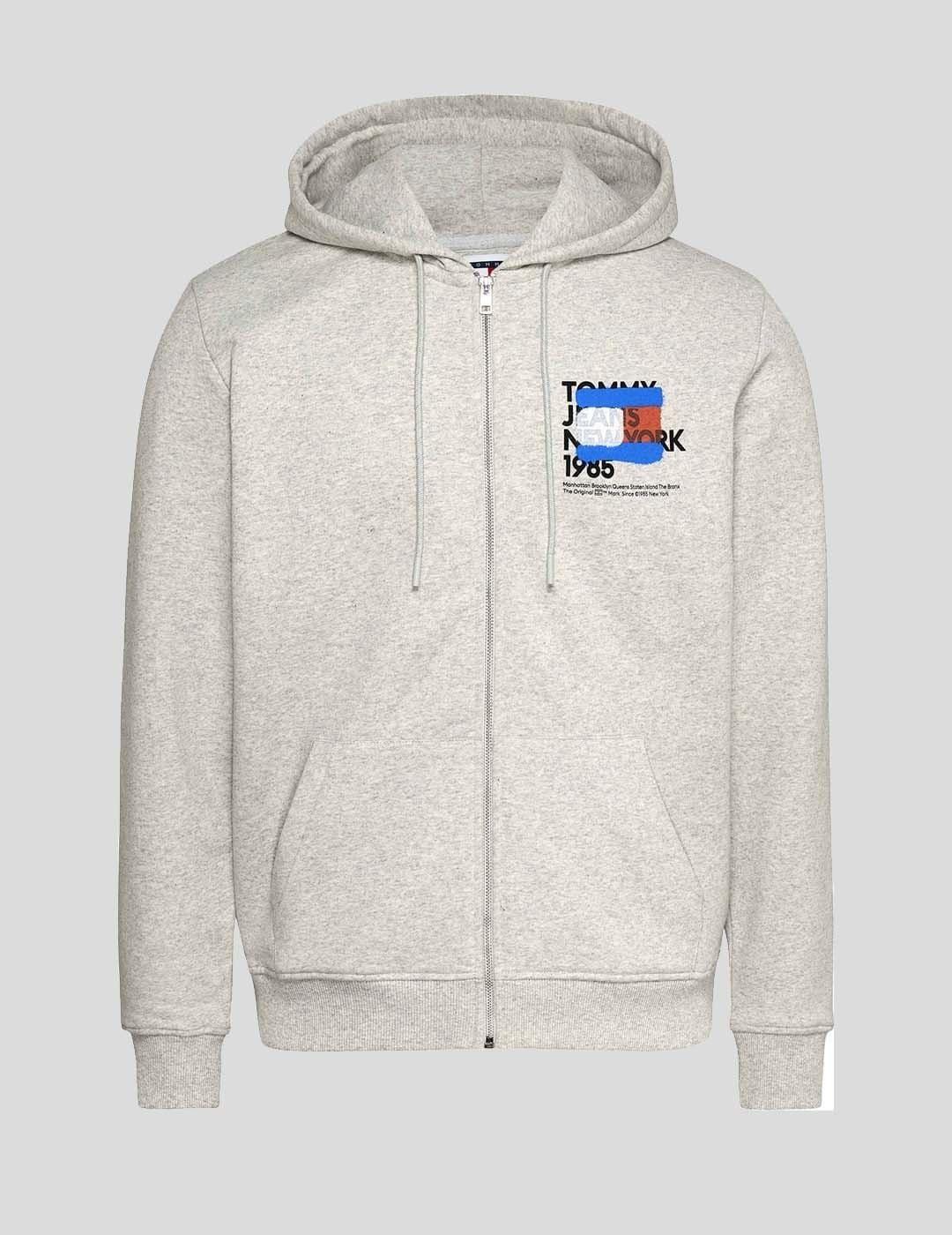 TOMMY HOODIE ZIP GRIS GRAFFITI