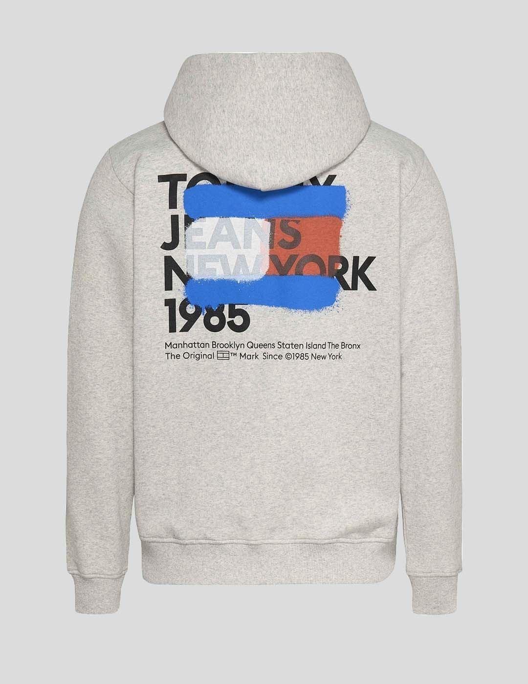 TOMMY HOODIE ZIP GRIS GRAFFITI