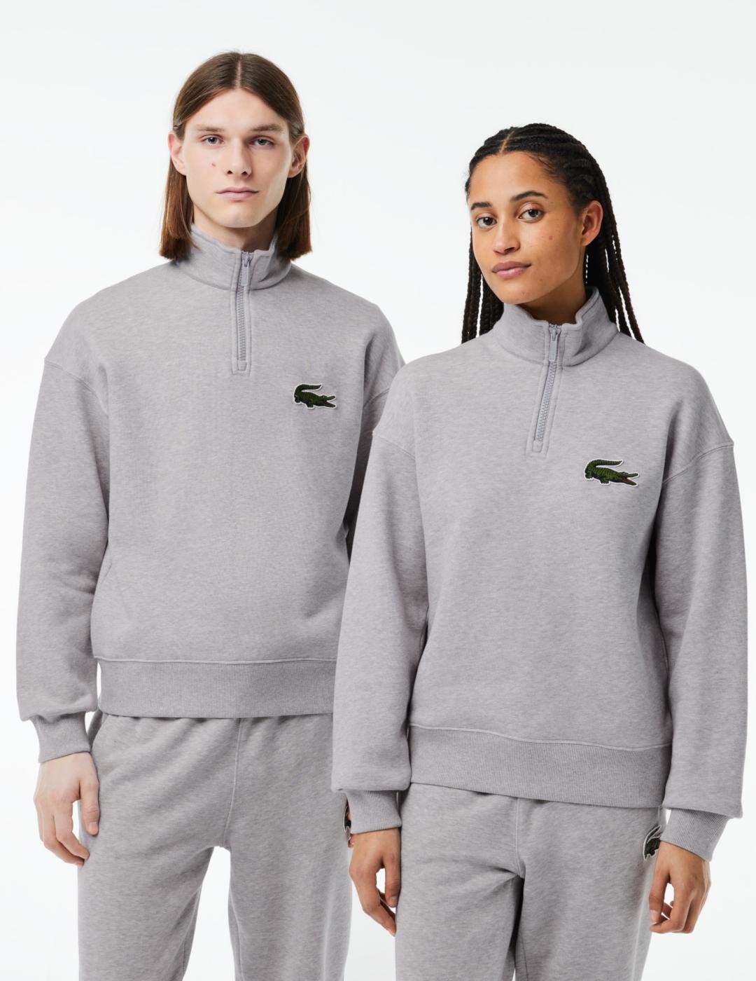 LACOSTE SUDADERA ZIP GRIS