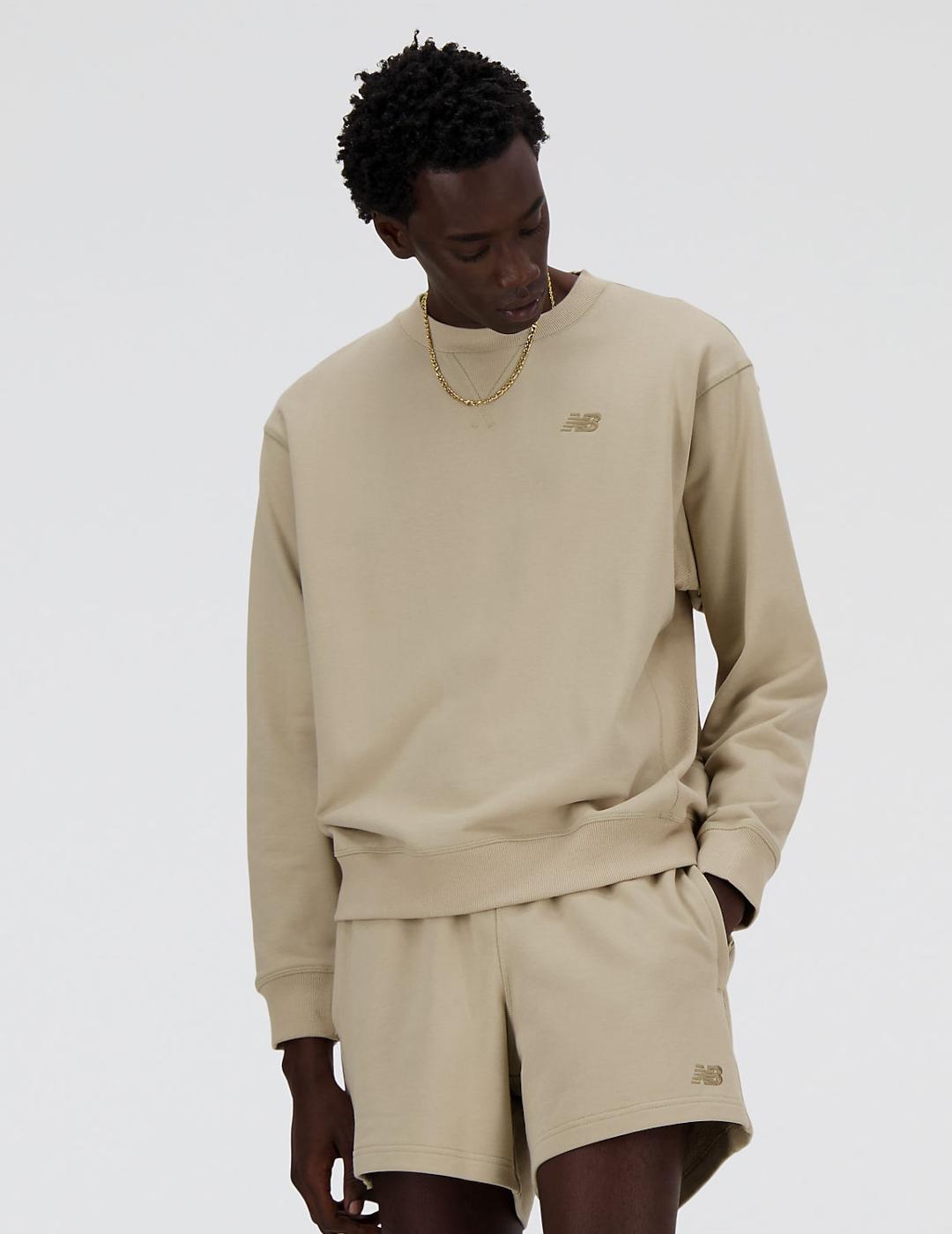 NEW BALANCE SUDADERA TERRY BEIGE