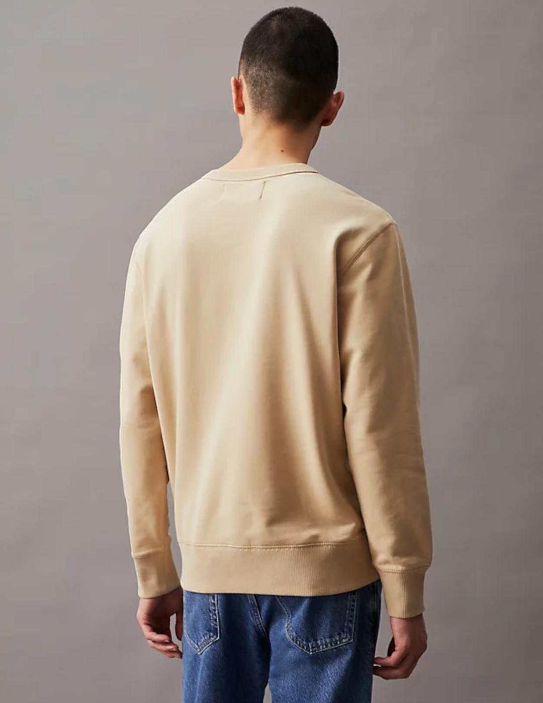 CALVIN KLEIN SUDADERA BADGE BEIGE