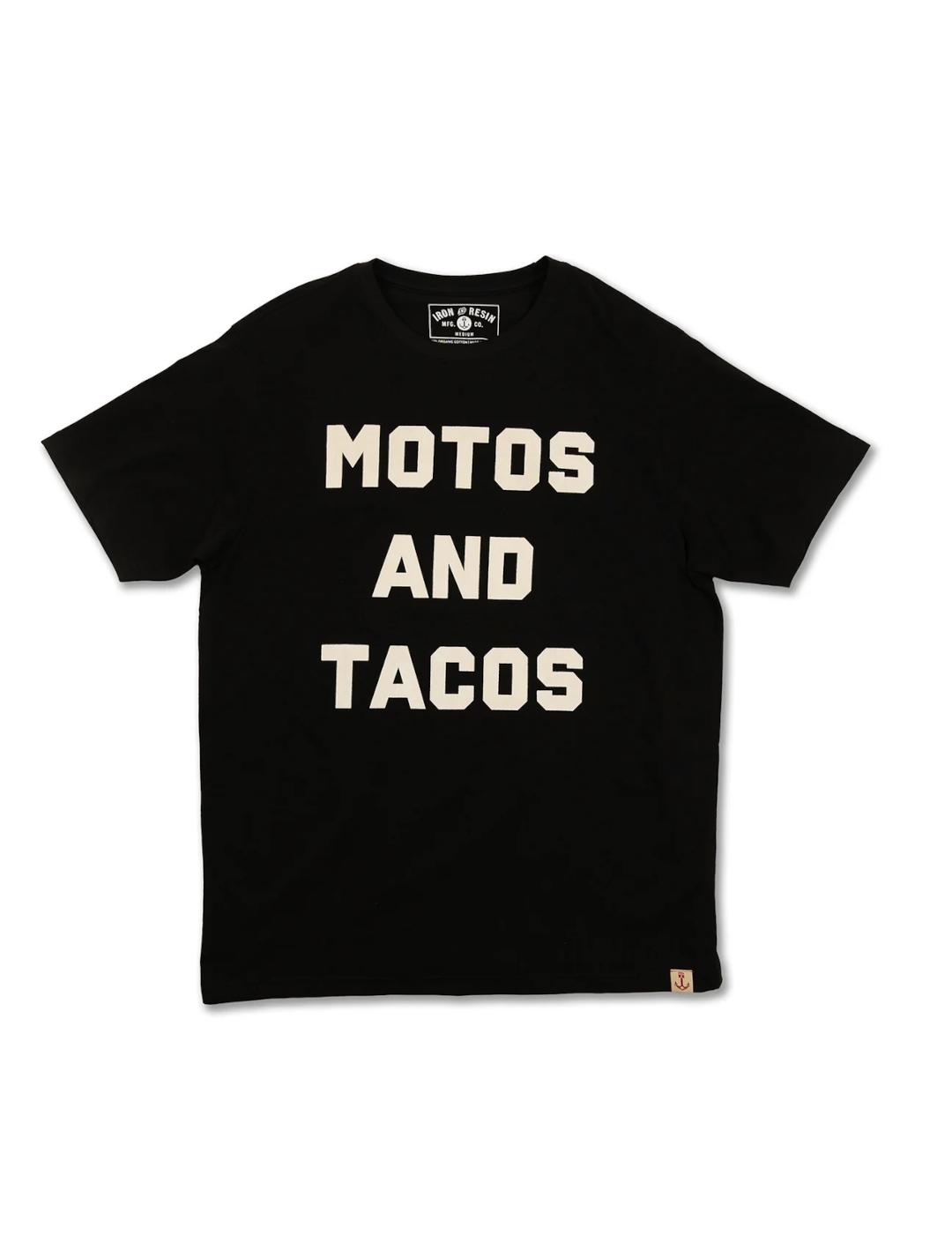 IRON AND RESIN CAMISETA NEGRA MOTOS AND TACOS