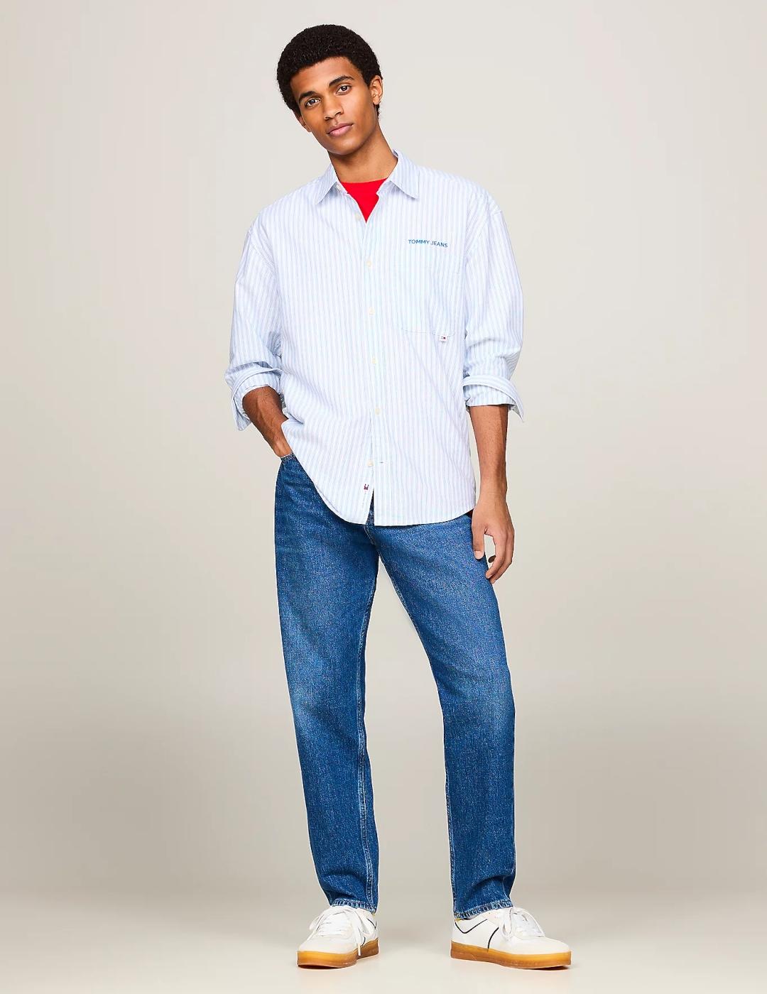 TOMMY CAMISA CLASICA RAYAS AZUL