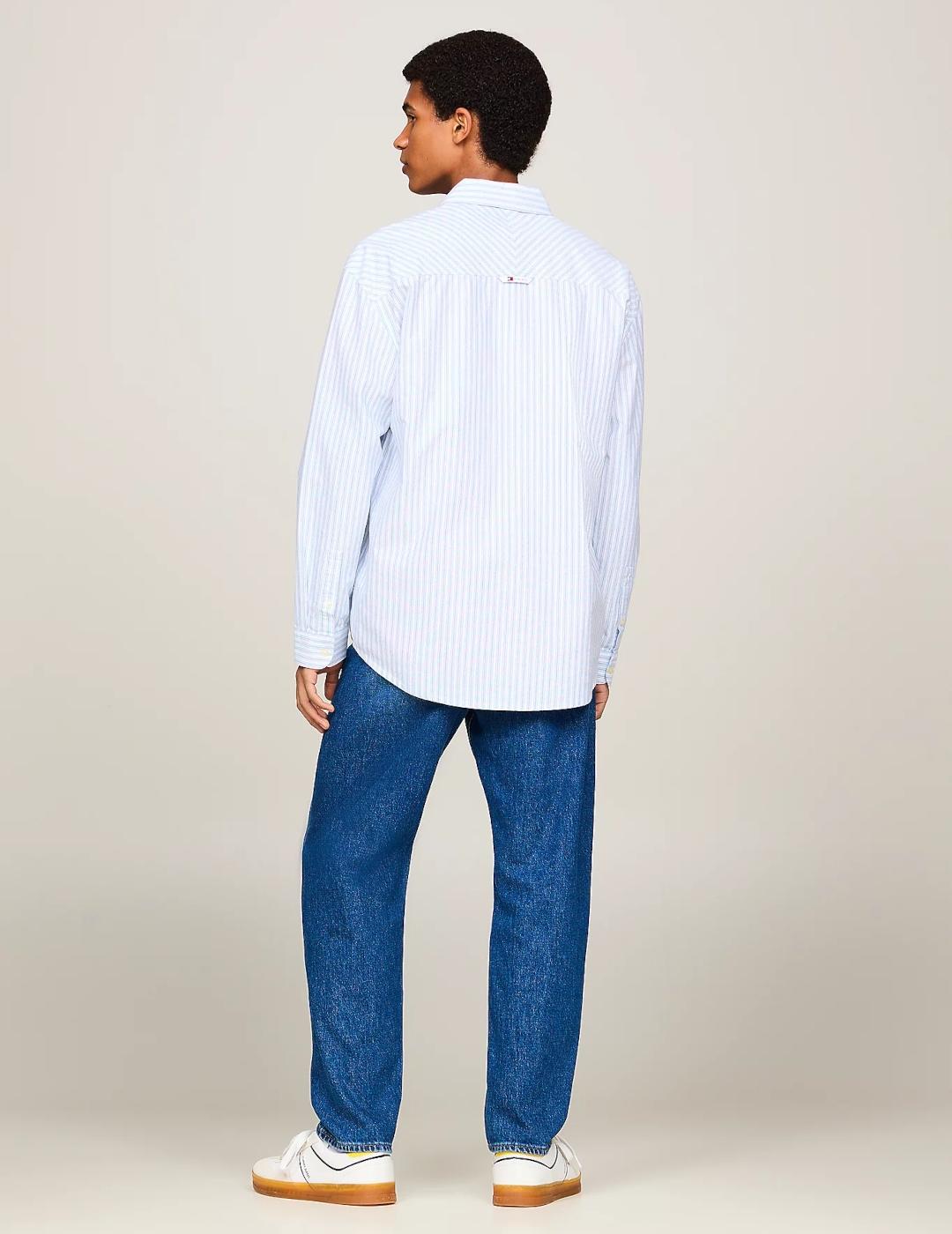 TOMMY CAMISA CLASICA RAYAS AZUL