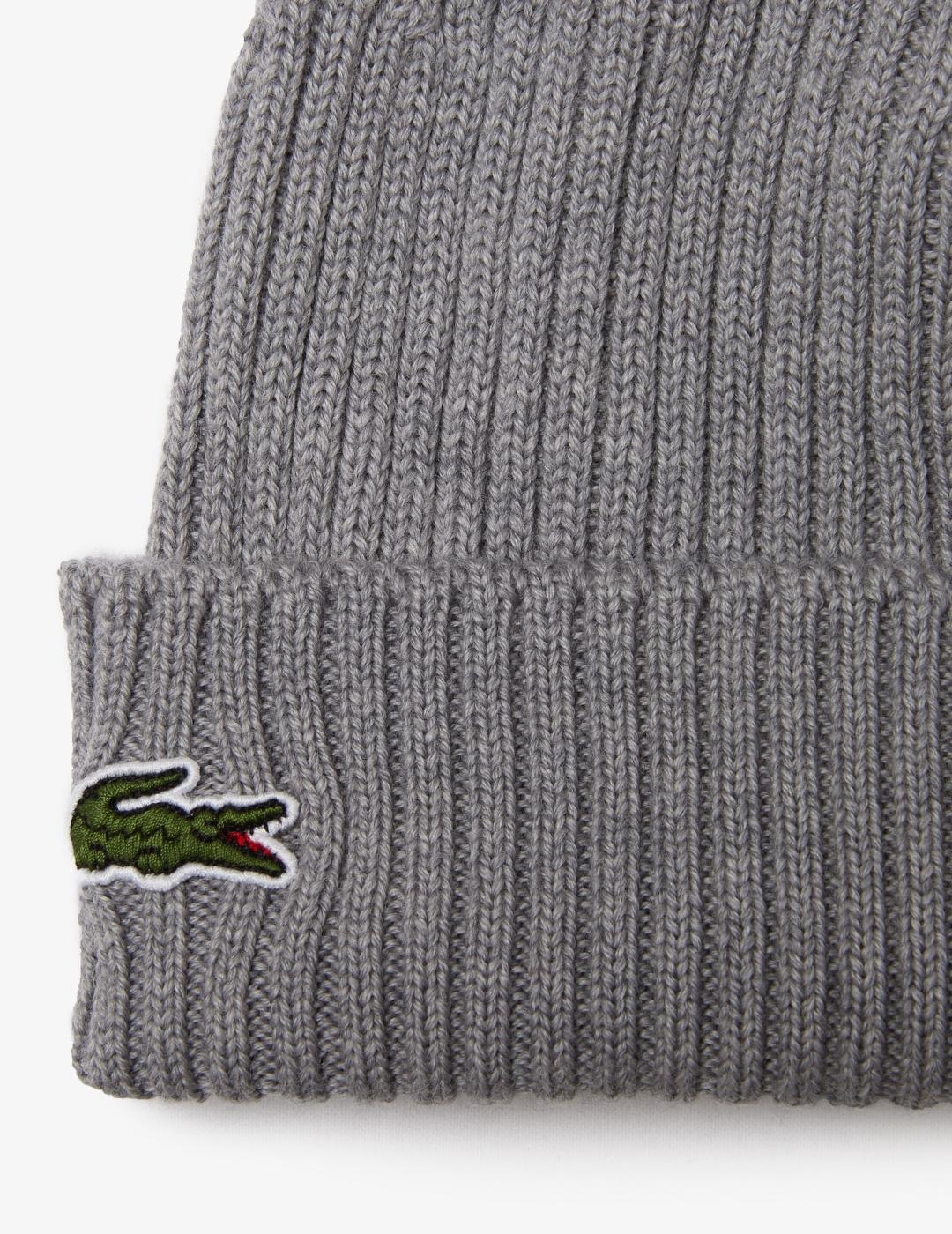 LACOSTE GORRO LANA GRIS
