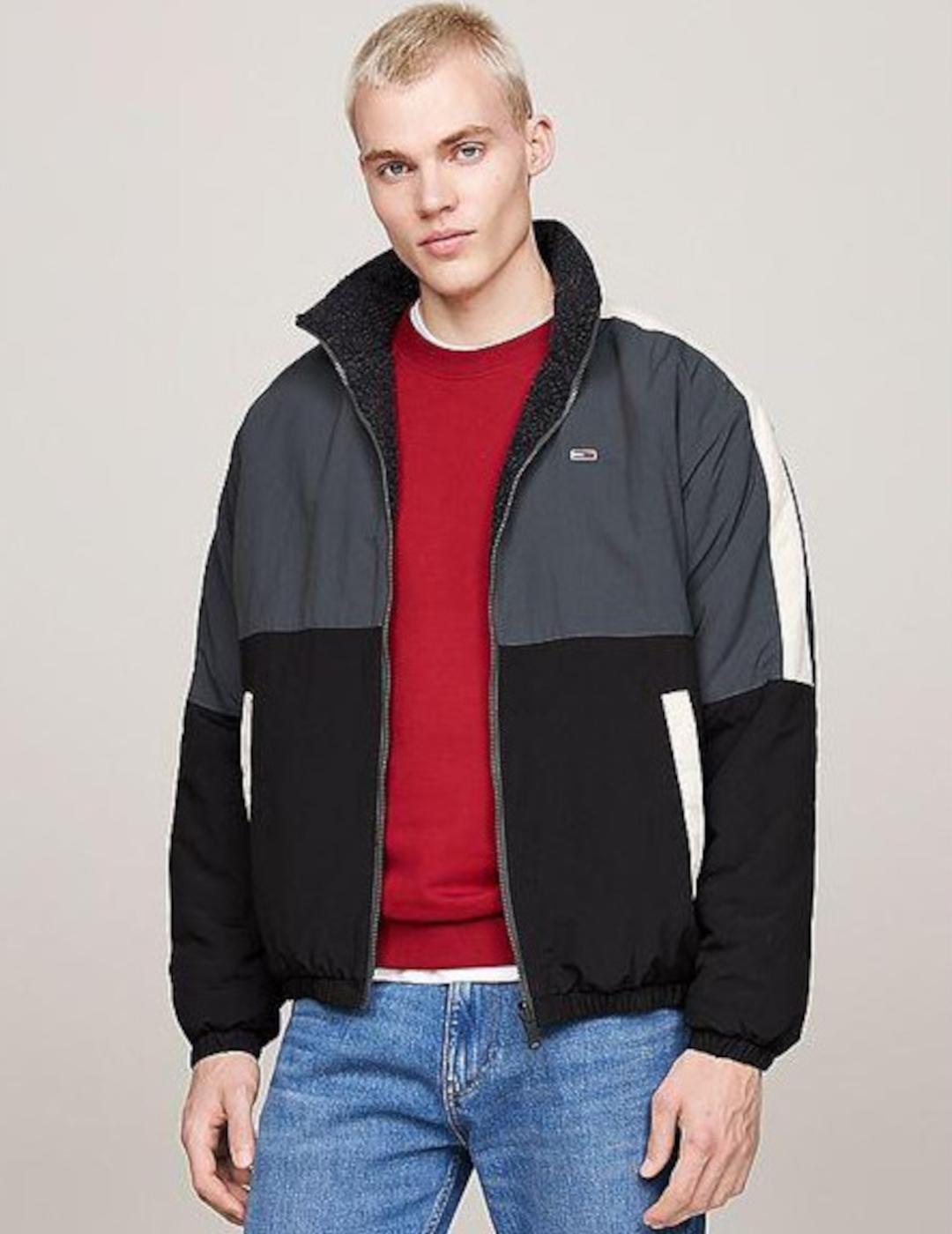 TOMMY CHAQUETA NEGRA REVERSIBLE BORREGUILLO