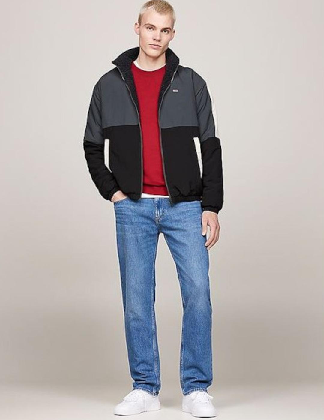 TOMMY CHAQUETA NEGRA REVERSIBLE BORREGUILLO