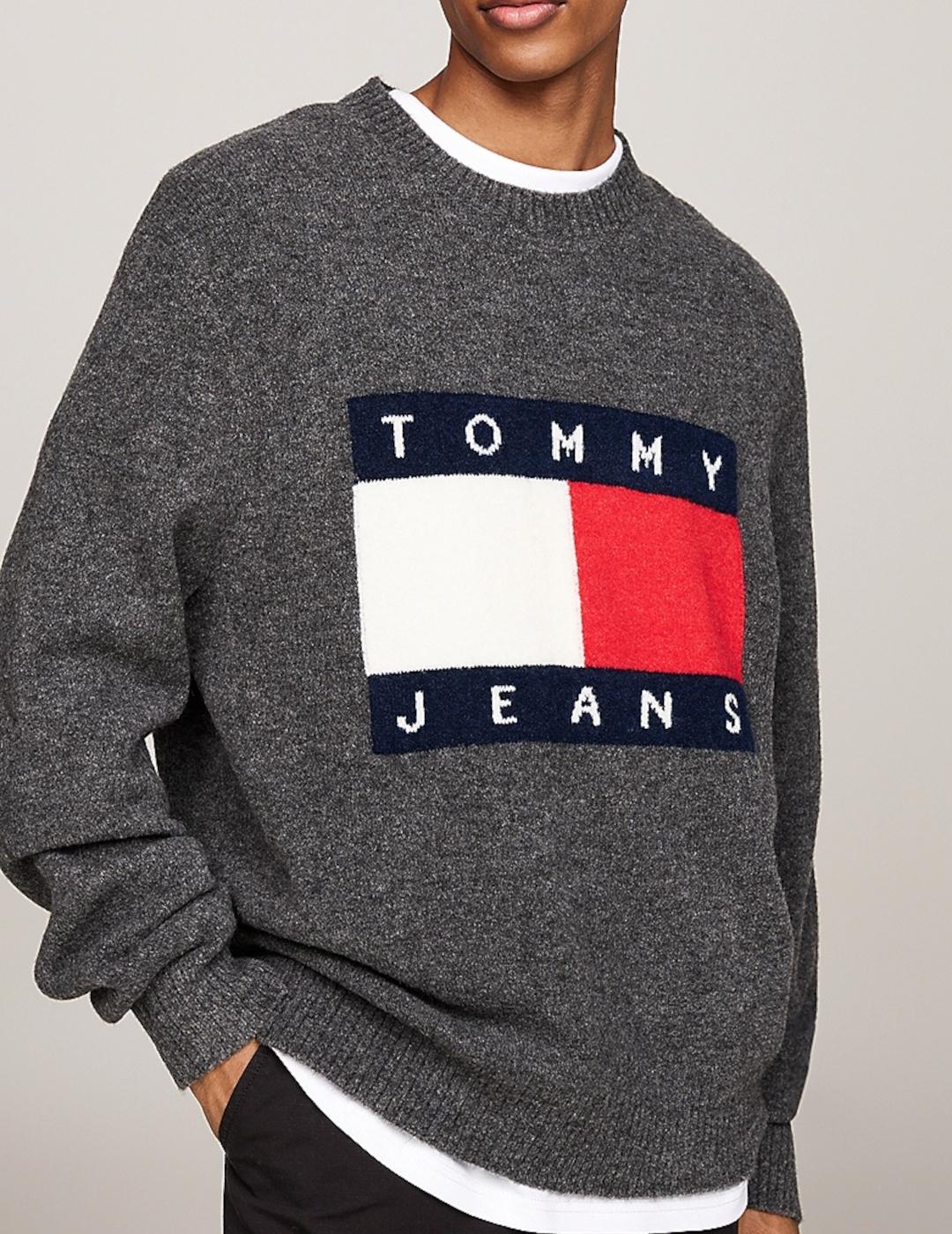 TOMMY JERSEY LOGO GRIS MELANGE
