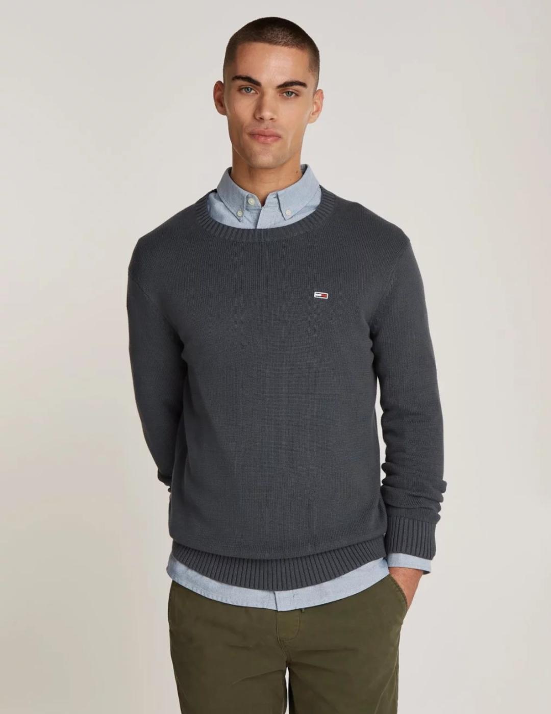 TOMMY JERSEY GRIS OSCURO SLIM ESSNTLS