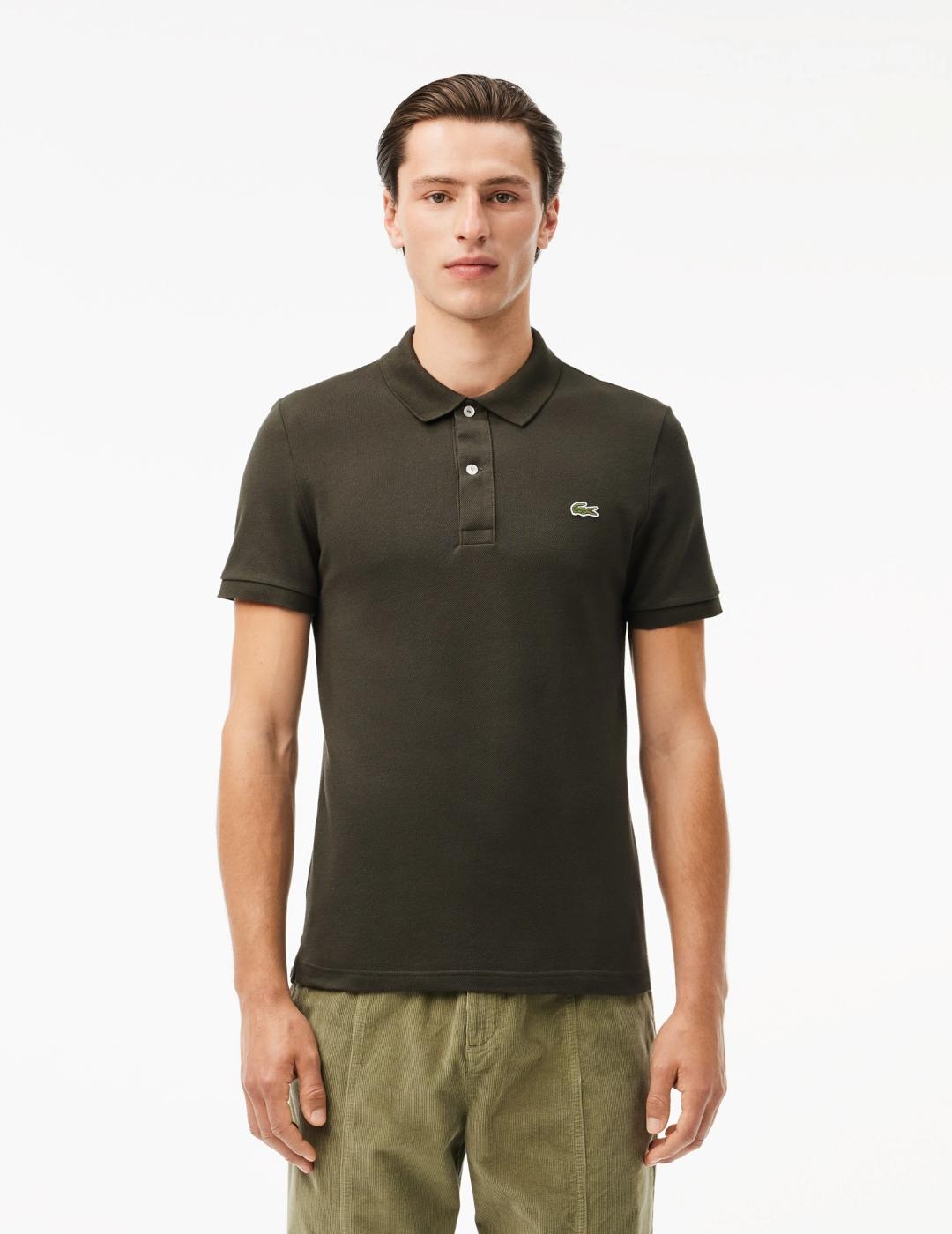 LACOSTE POLO VERDE OSCURO SLIM FIT