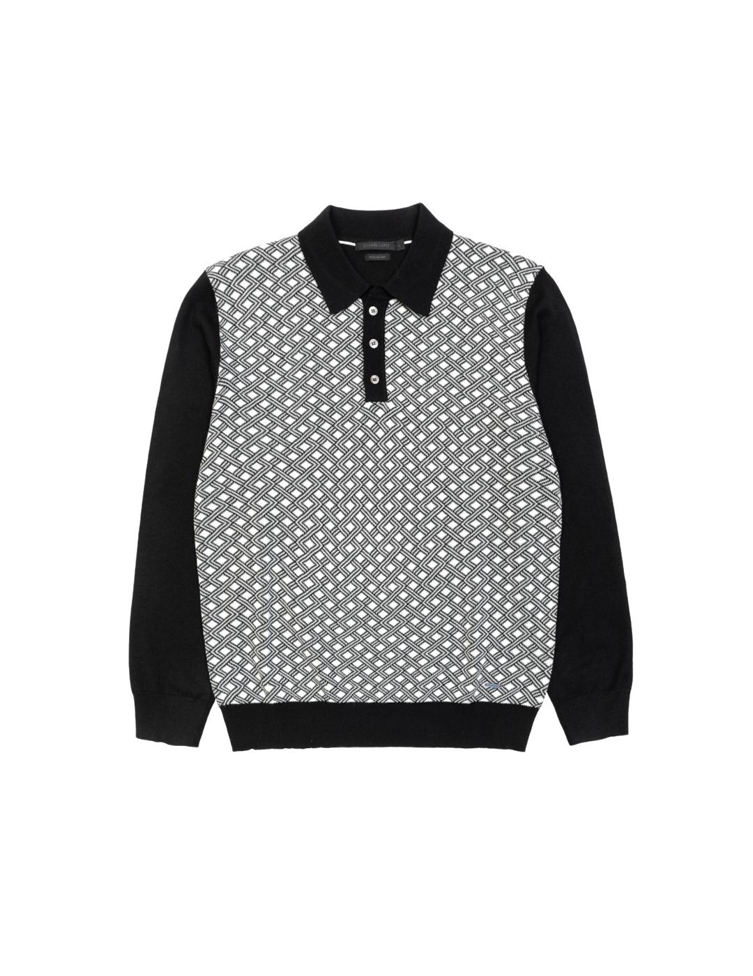 GIANNI LUPO POLO M/L ROMBOS NEGRO