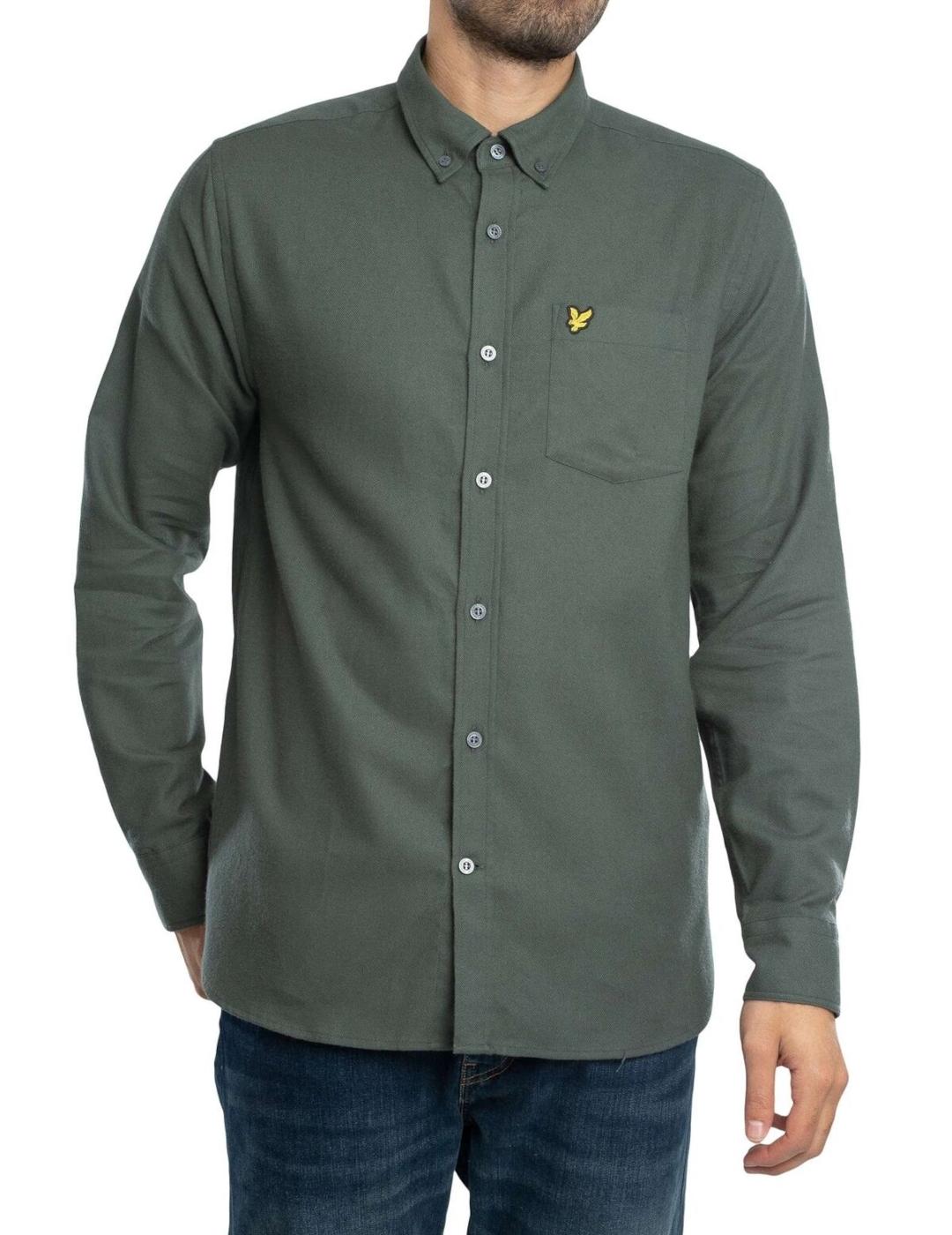 LYLE&SCOTT CAMISA VERDE PLAIN FLANNEL
