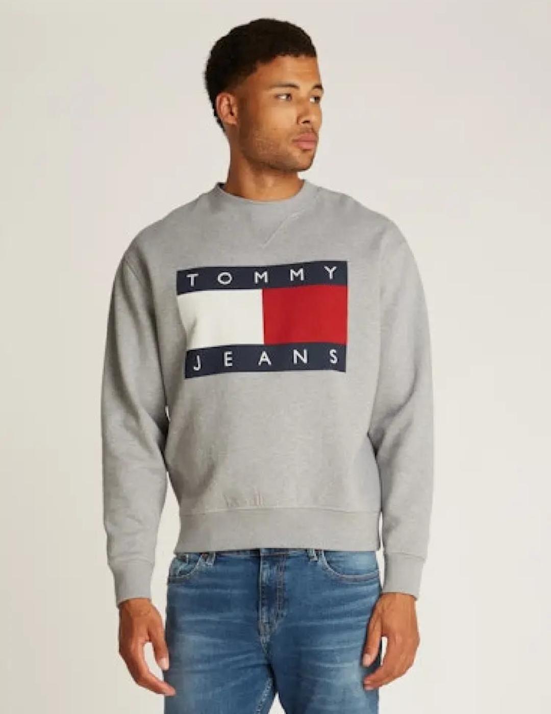 TOMMY SUDADERA LOGO GREY MELANGE