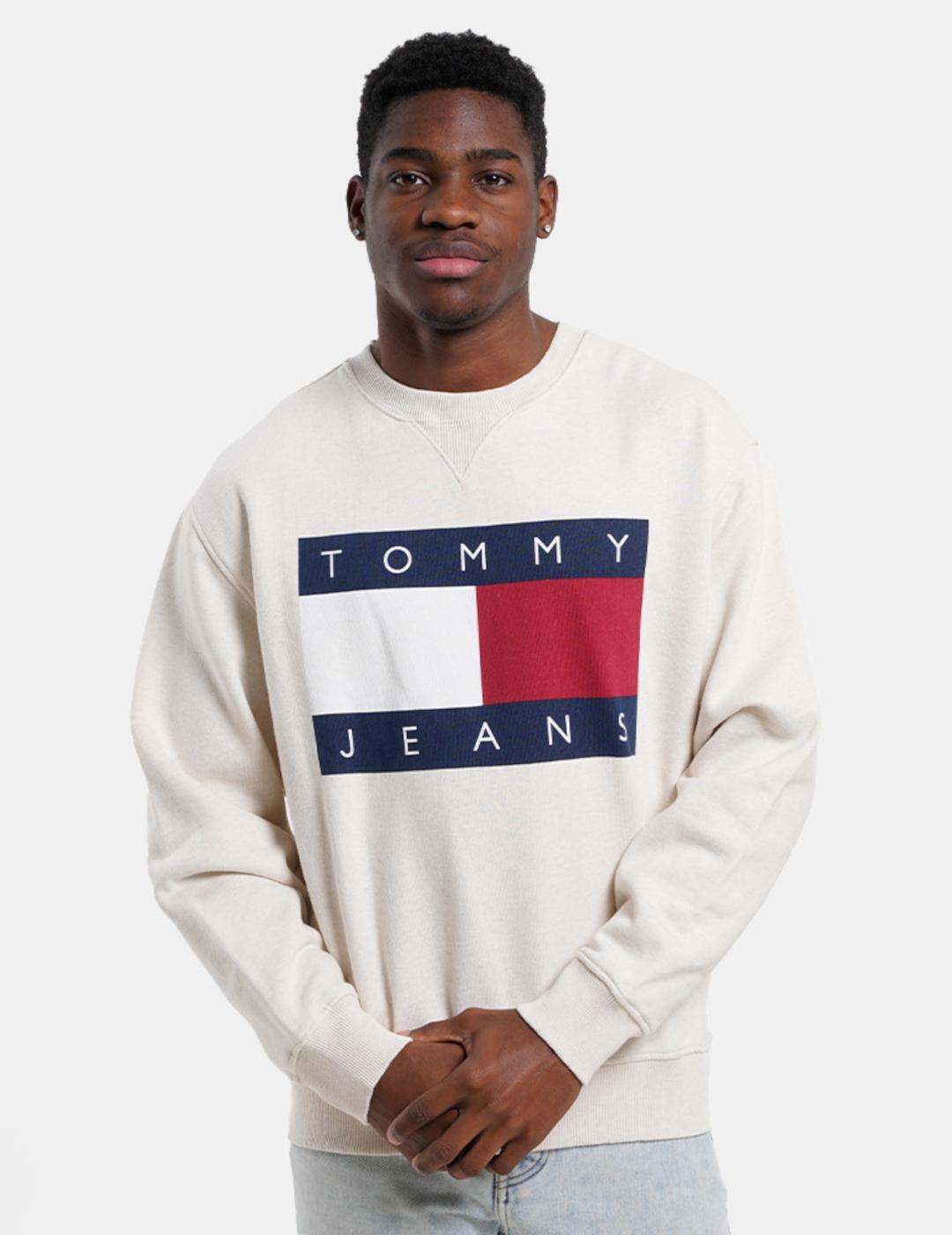 TOMMY SUDADERA ECRU MELANGE FLAG