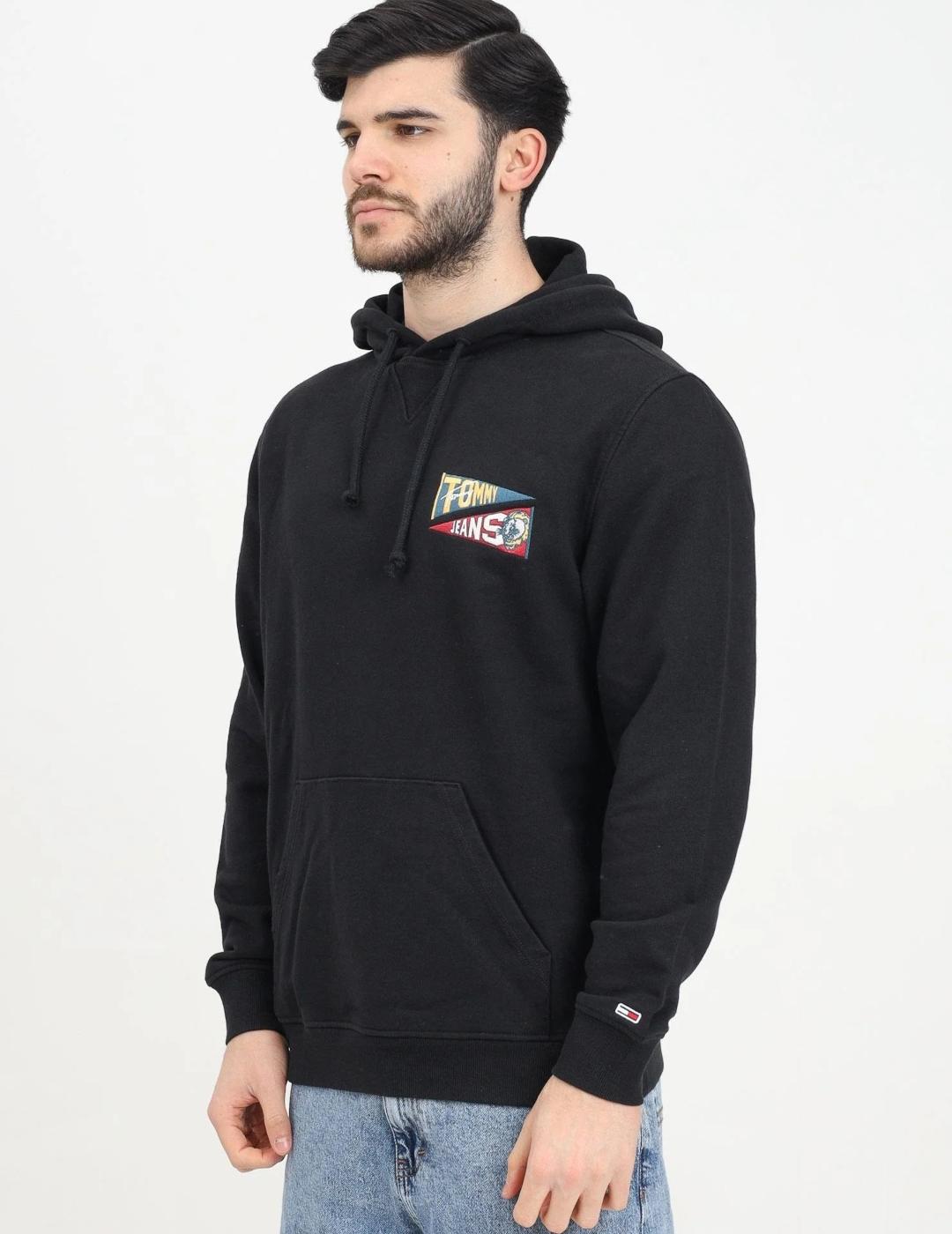 TOMMY HOODIE FLAG TIGER NEGRA