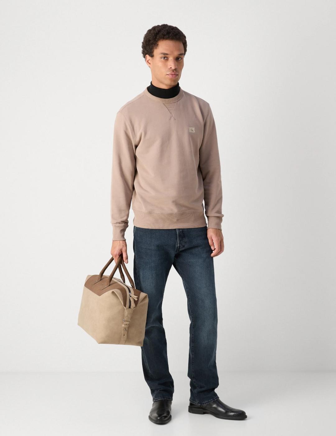 CALVIN KLEIN SUDADERA TAUPE GREY WOVEN