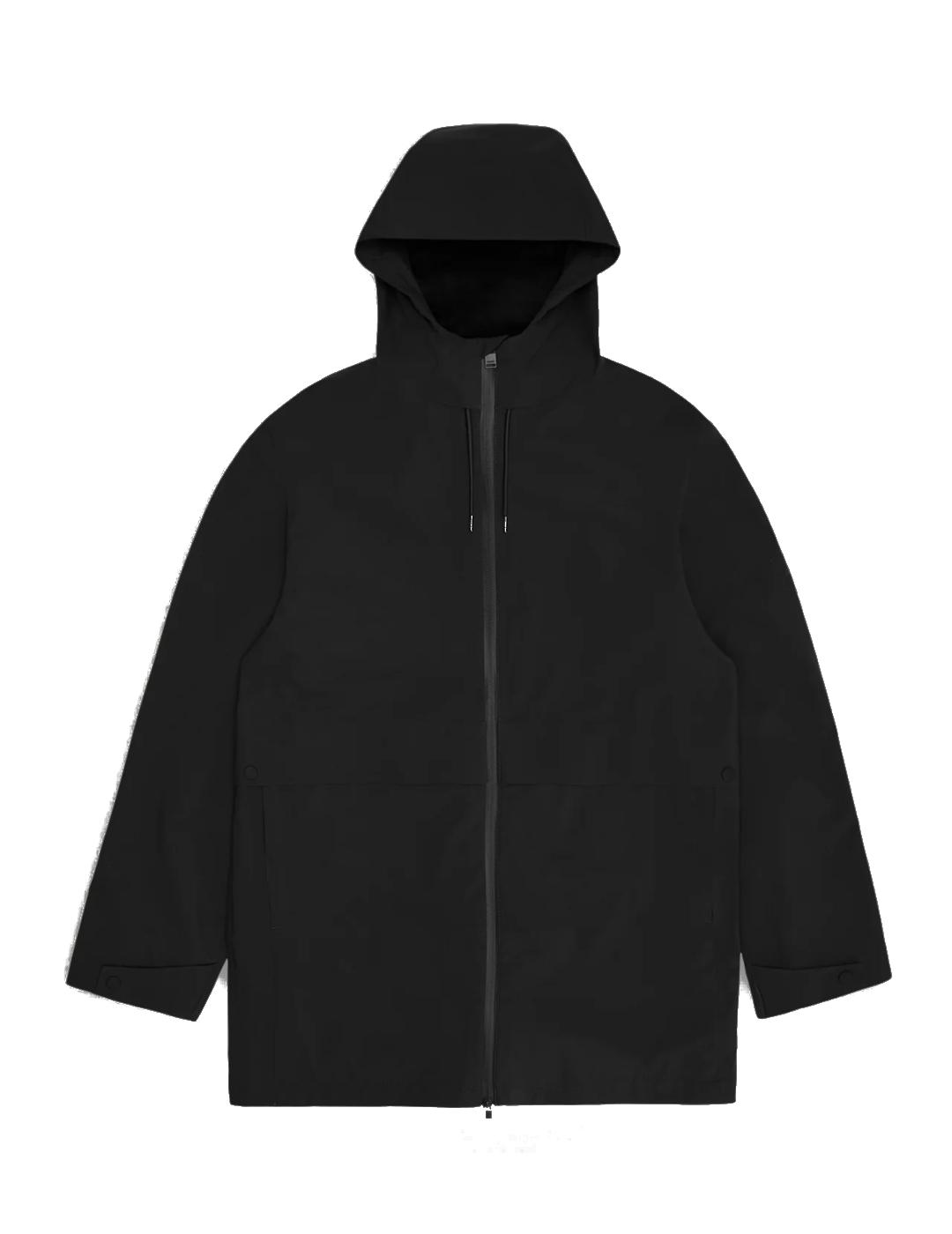 RAINS LONG JACKET BLACK SUVA HARDSHELL