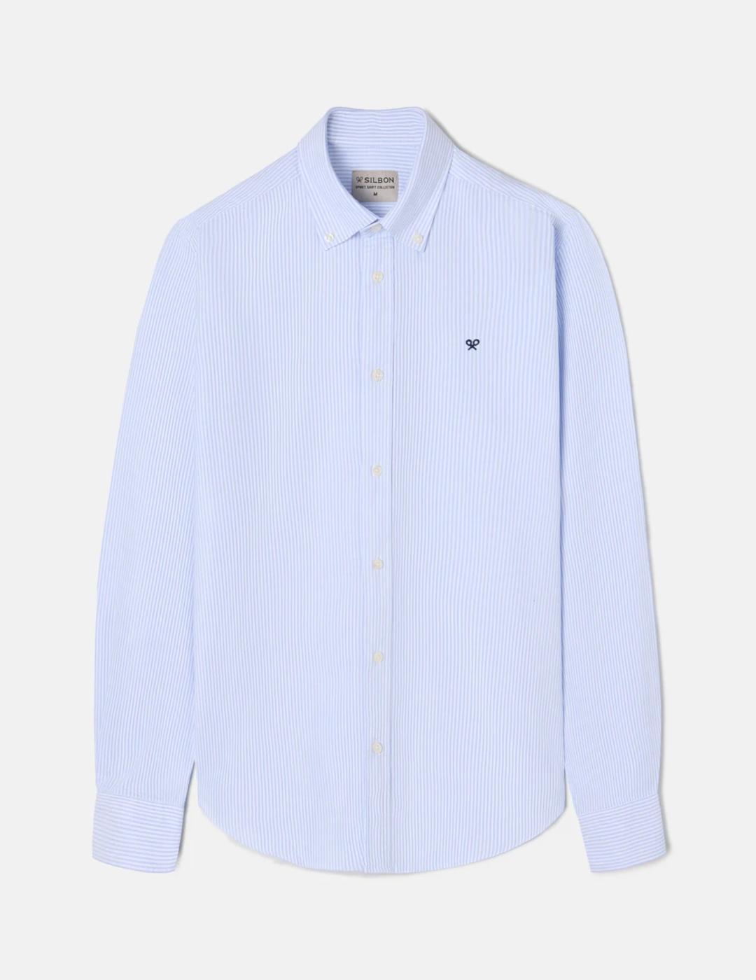 SILBON CAMISA RAYAS CELESTE