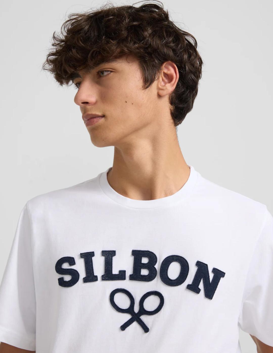 SILBON CAMISETA BLANCA RAQUETA MEDIA