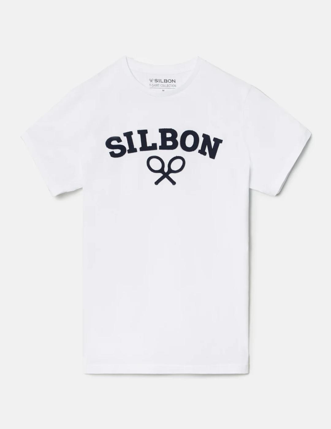 SILBON CAMISETA BLANCA RAQUETA MEDIA