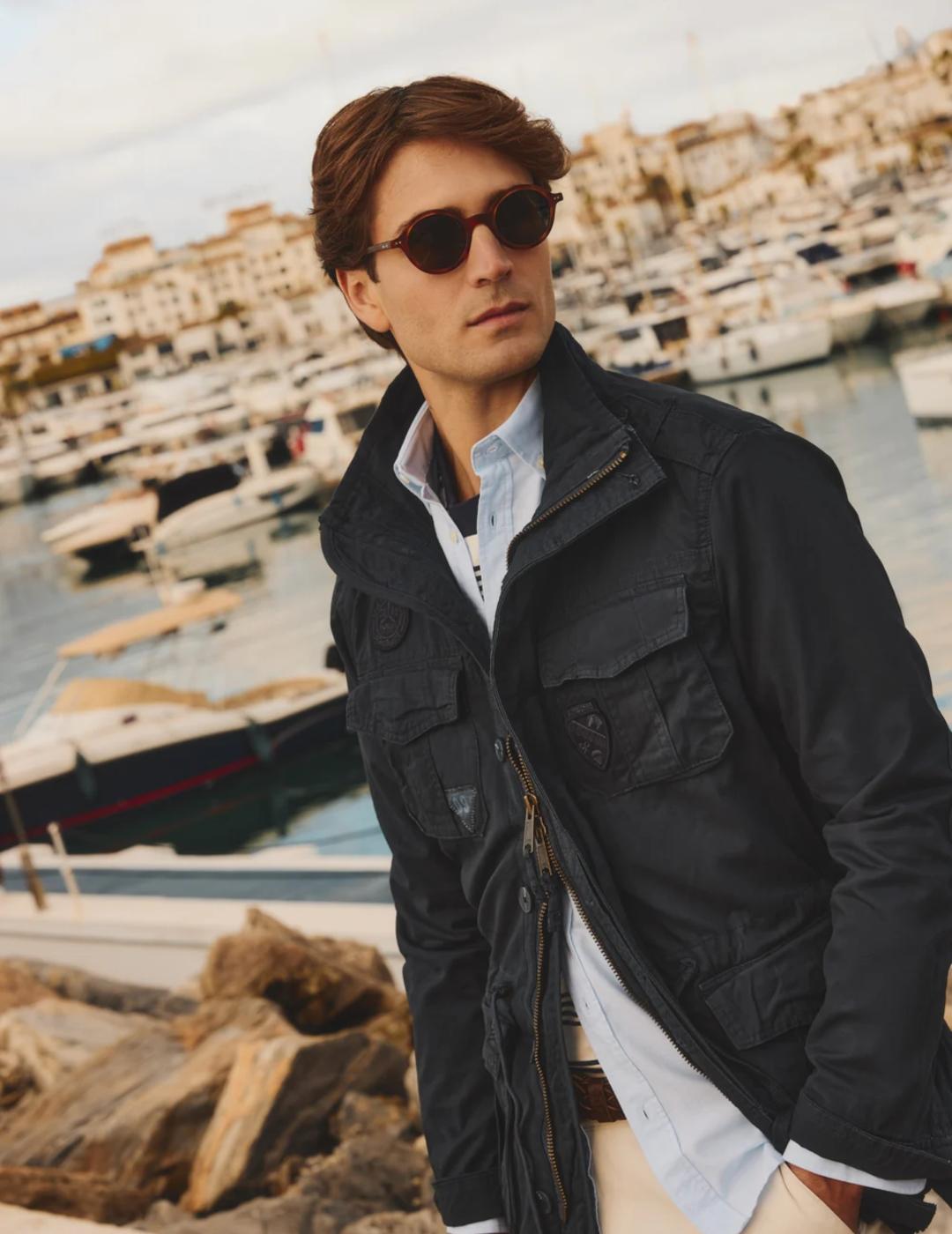 SILBON PARKA MILITAR MARINO GARMENT DYE