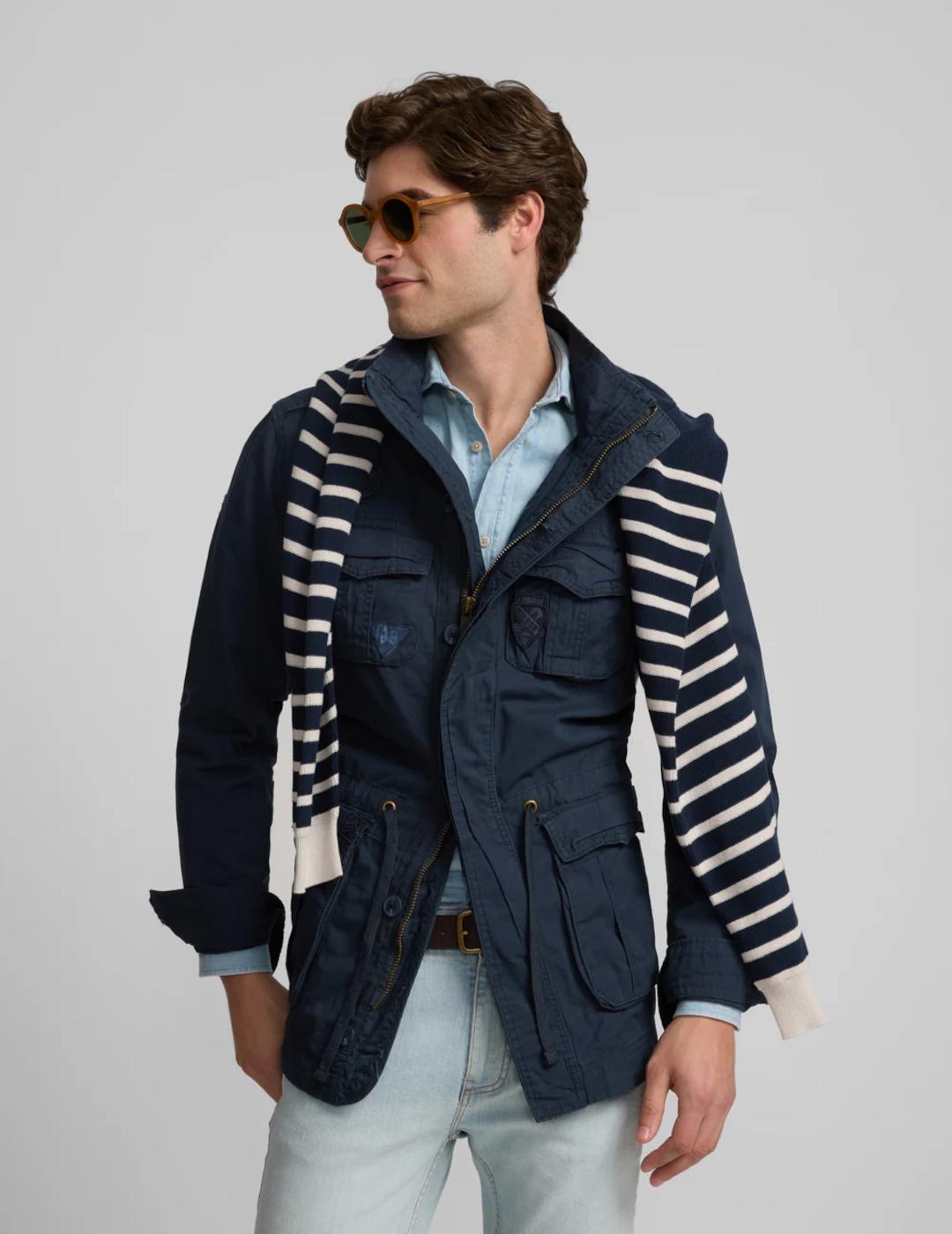 SILBON PARKA MILITAR MARINO GARMENT DYE