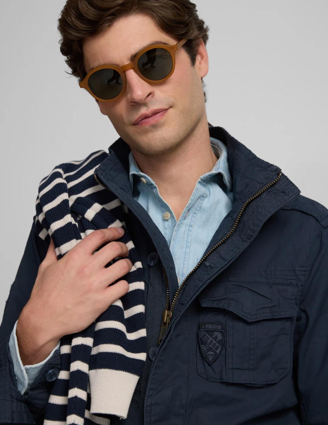 SILBON PARKA MILITAR MARINO GARMENT DYE