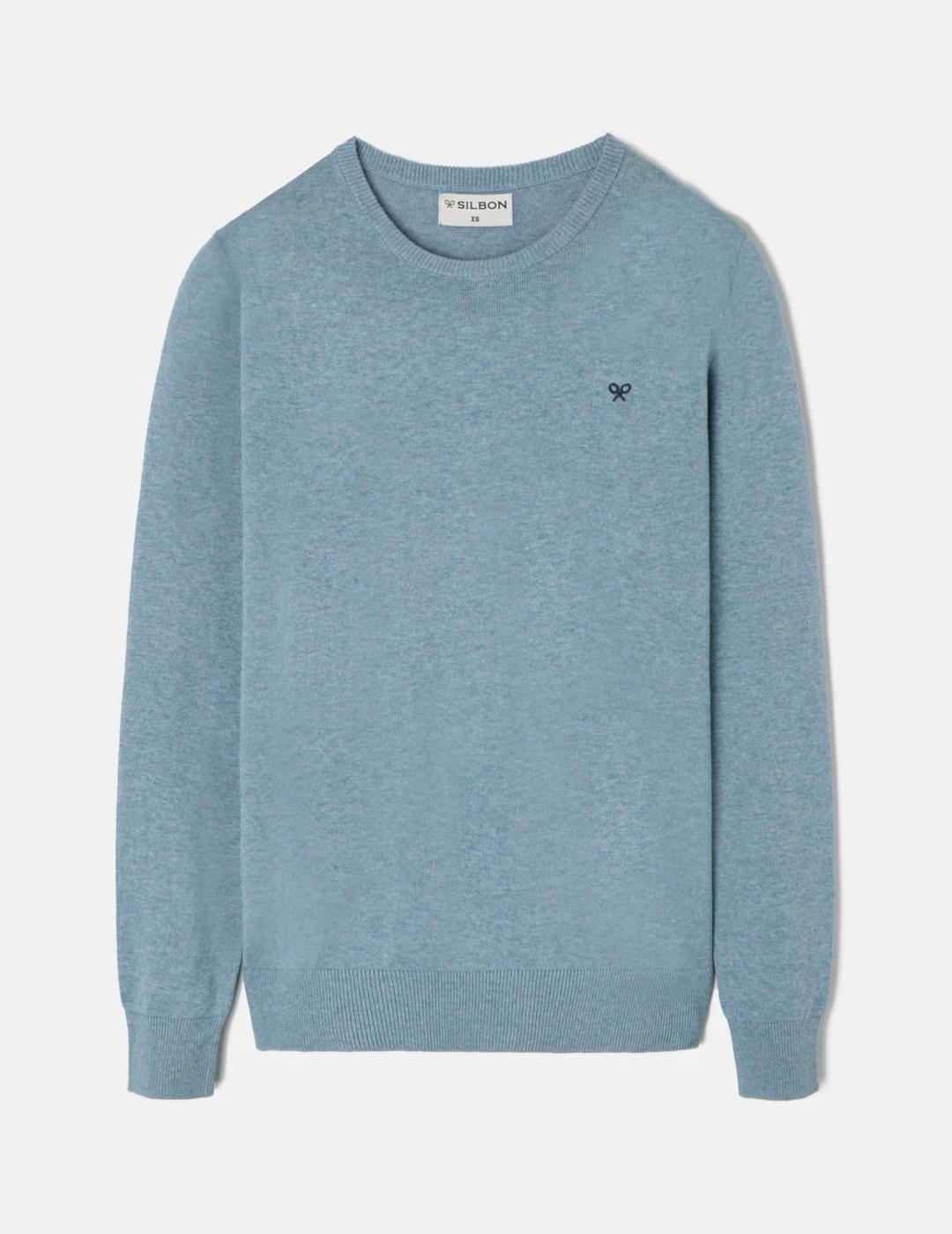 SILBON JERSEY AZUL ROUND NECK