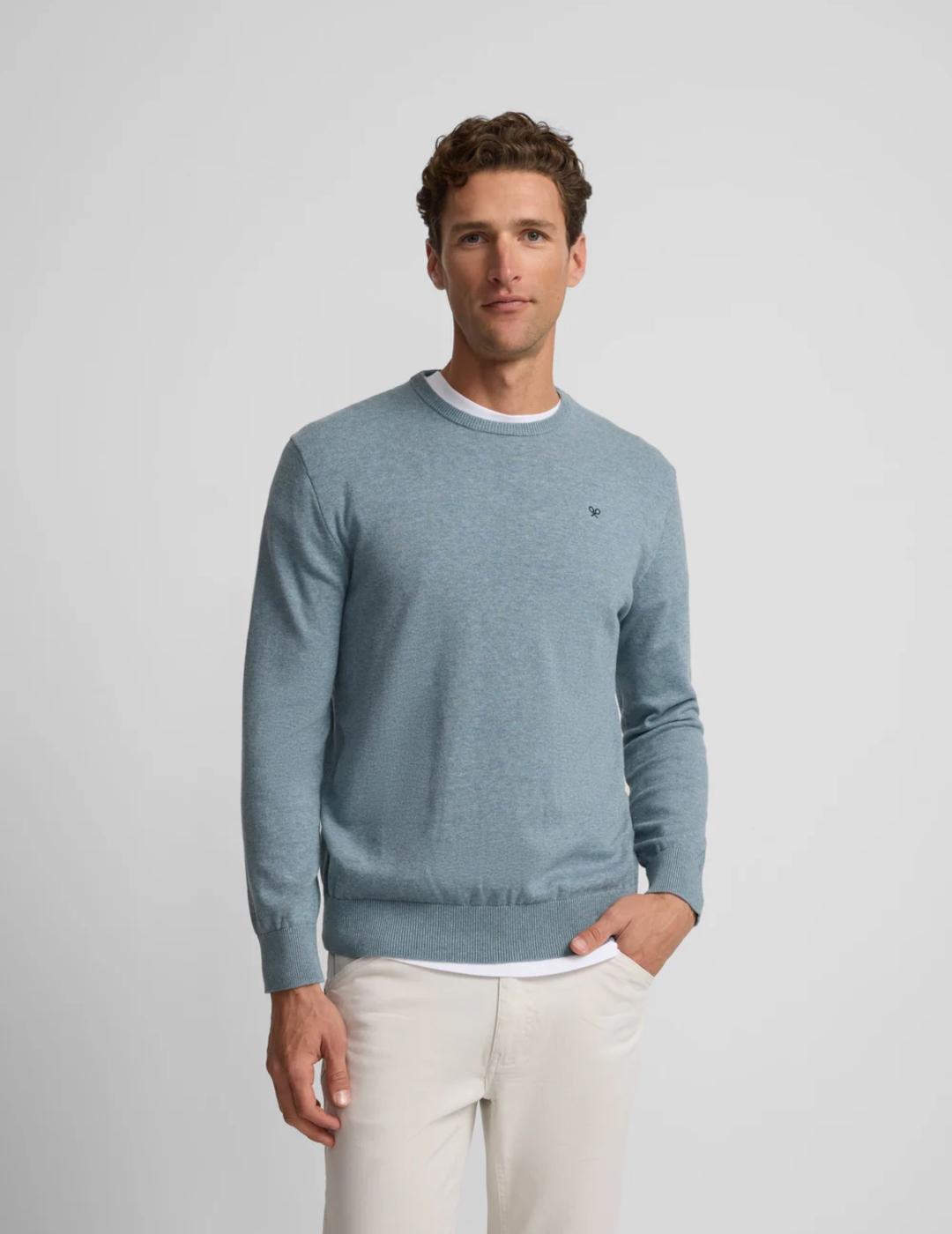 SILBON JERSEY AZUL ROUND NECK