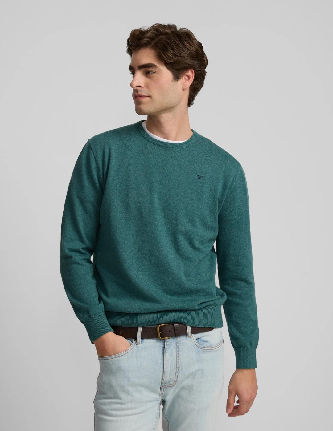 SILBON JERSEY VERDE ROUND NECK