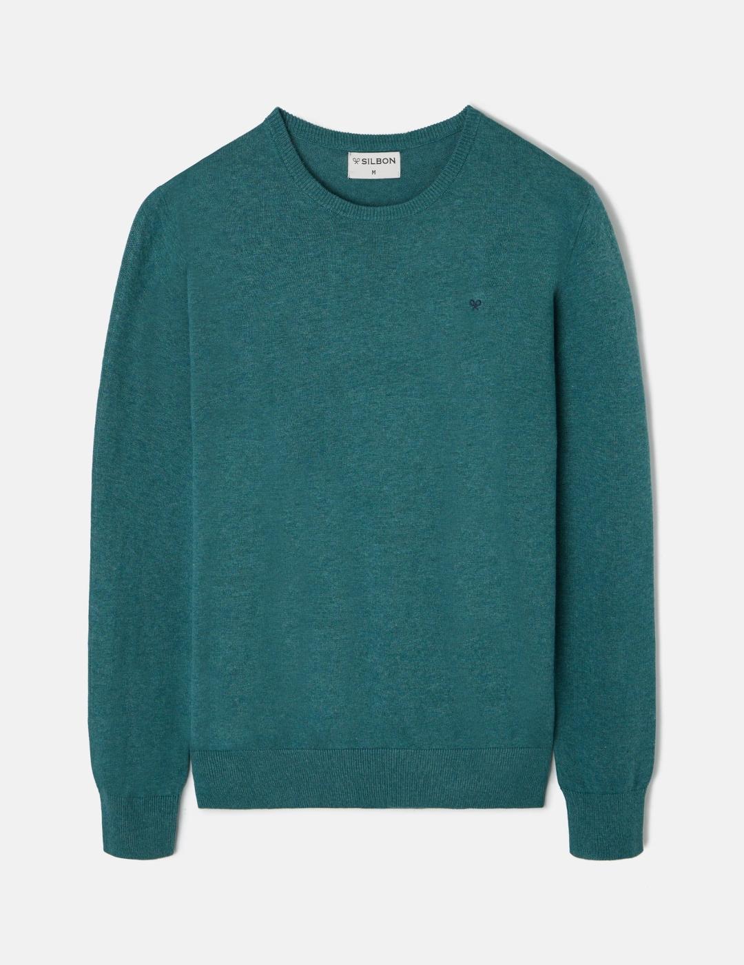 SILBON JERSEY VERDE ROUND NECK