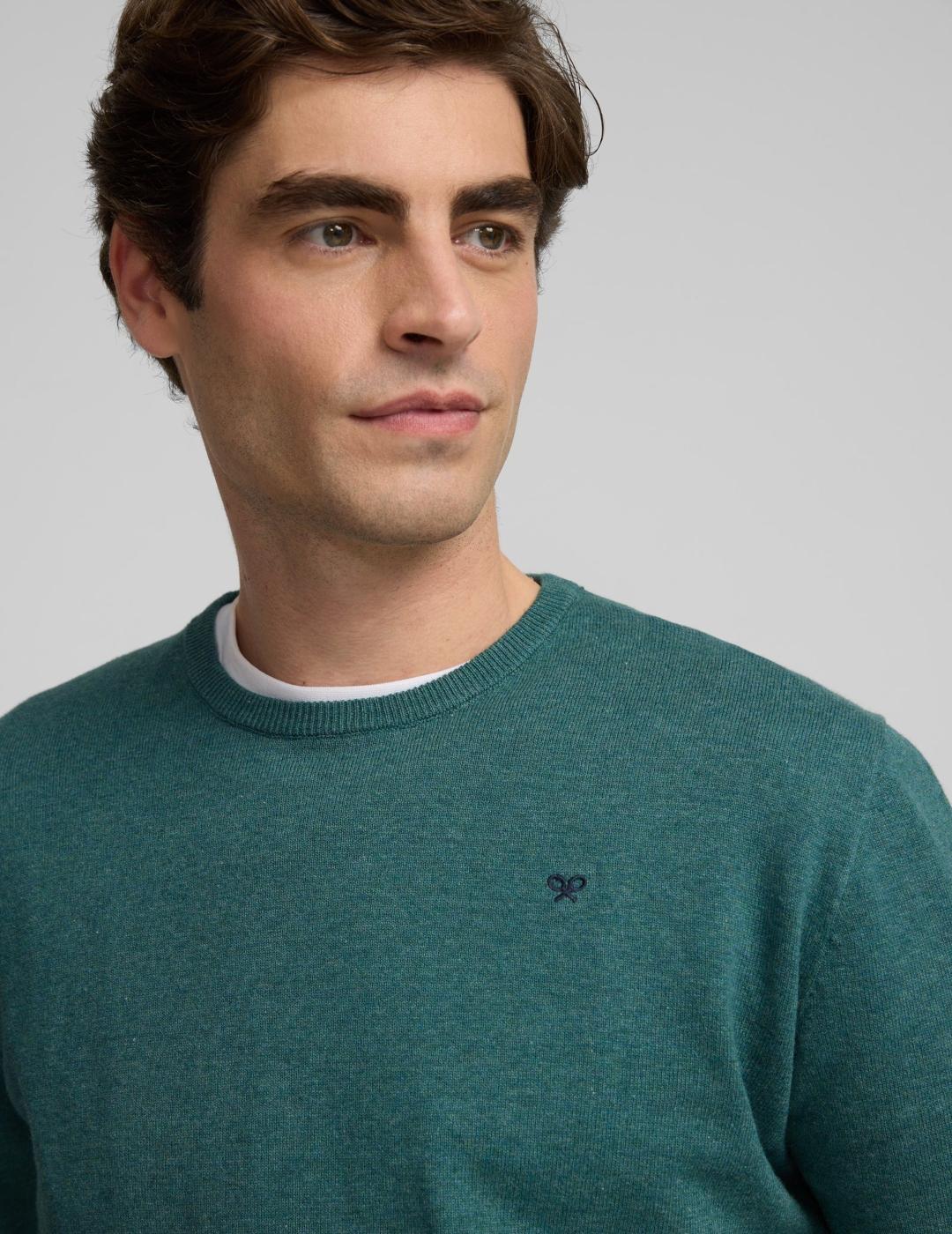 SILBON JERSEY VERDE ROUND NECK