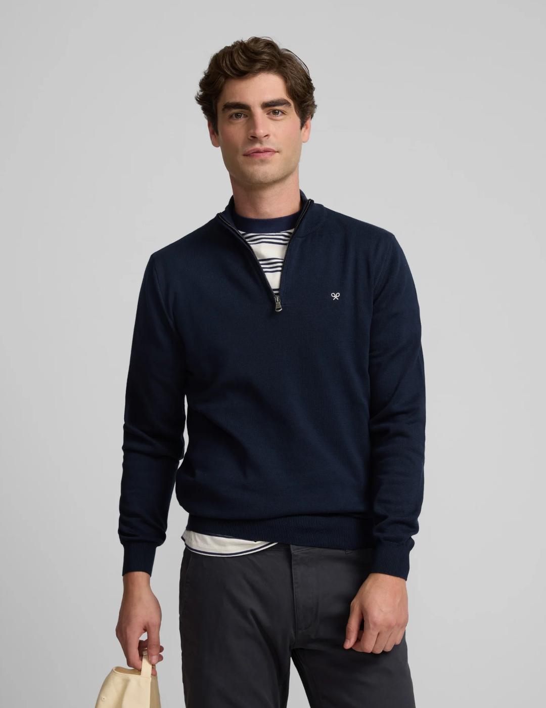 SILBON JERSEY ZIP MARINO