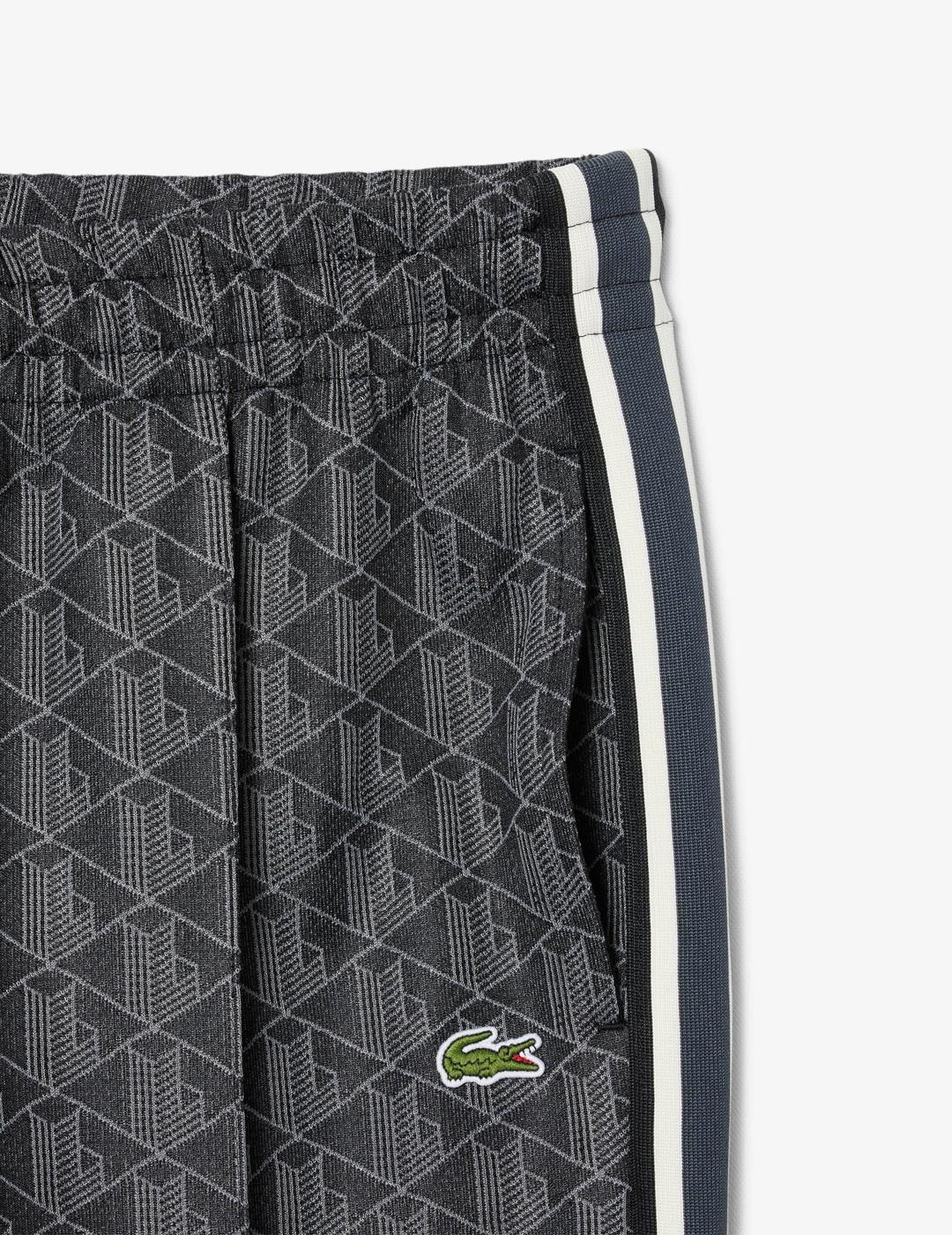 LACOSTE PANTSPORT ESTAMPADO NEGRO GRIS
